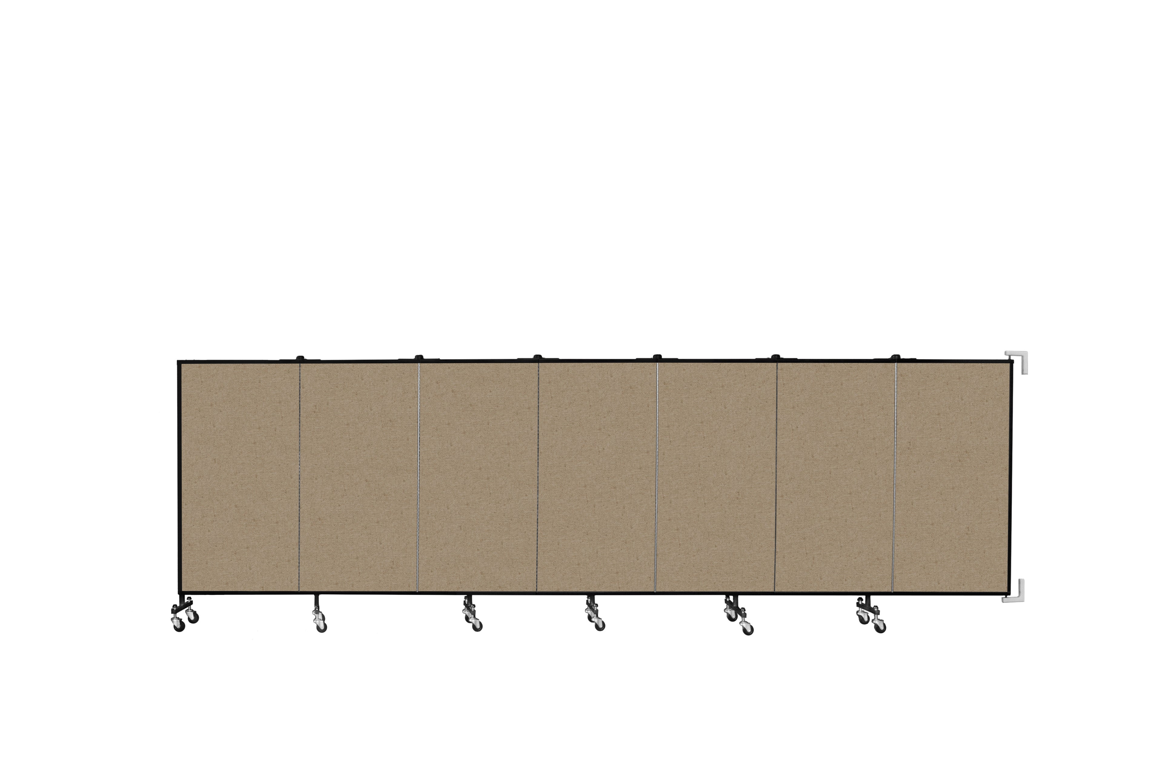 Wallmount Room Divider - 4'H x 12' 10"L - 7 Panel, Sandalwood, Vinyl