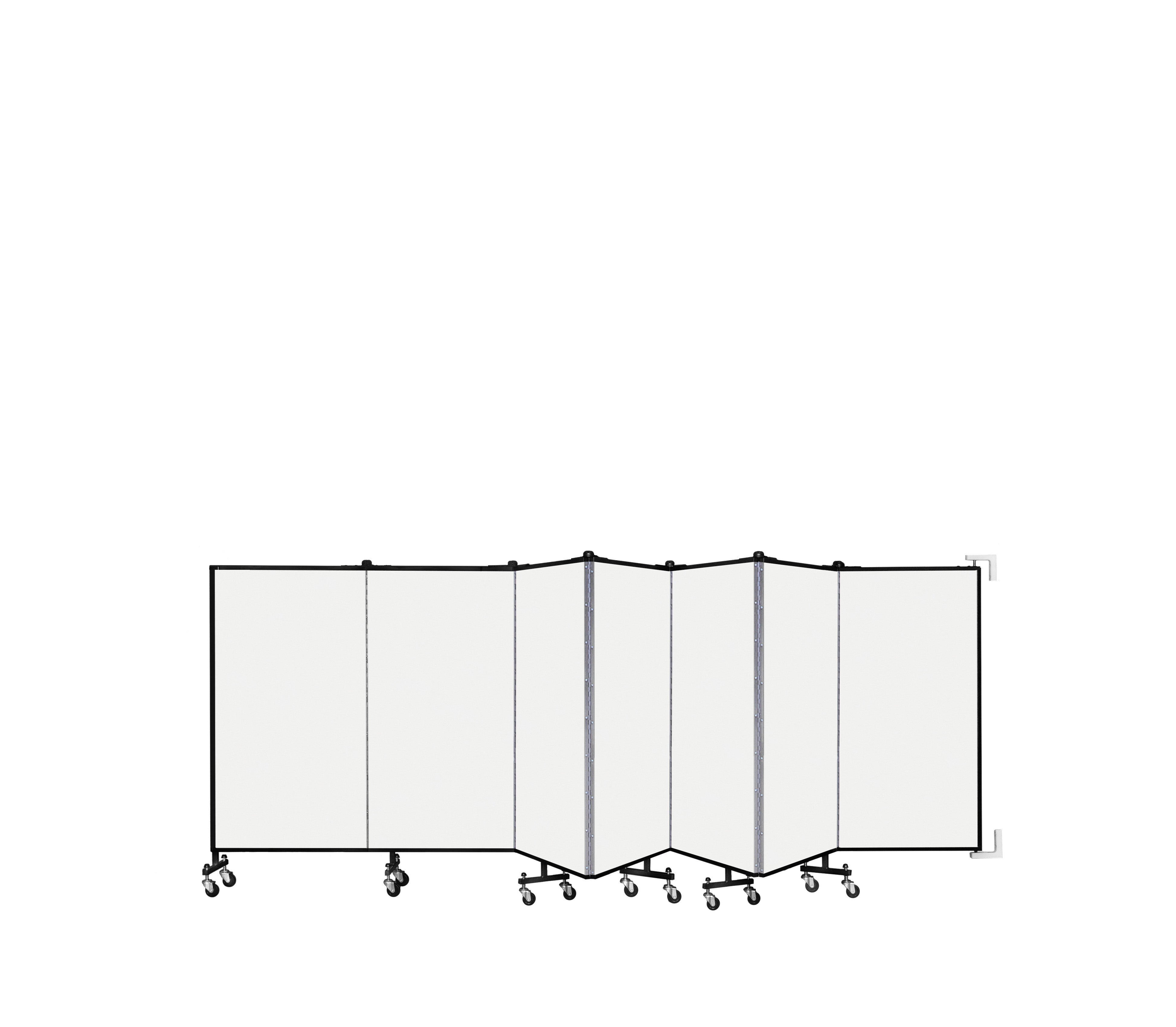 Wallmount Room Divider - 4'H x 12' 10"L - 7 Panel, Ice, Vinyl