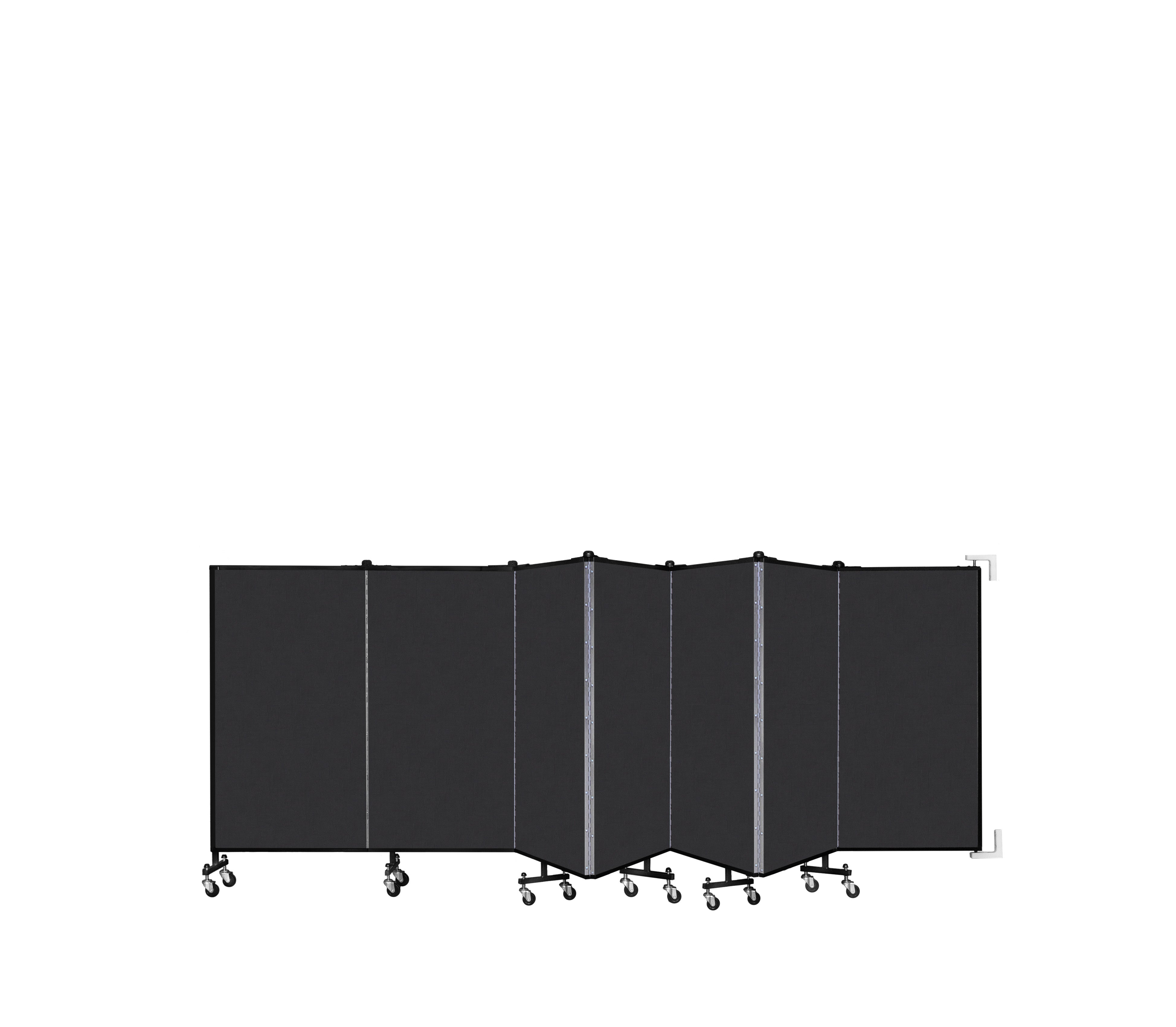 Wallmount Room Divider - 4'H x 12' 10"L - 7 Panel, Coal, Vinyl