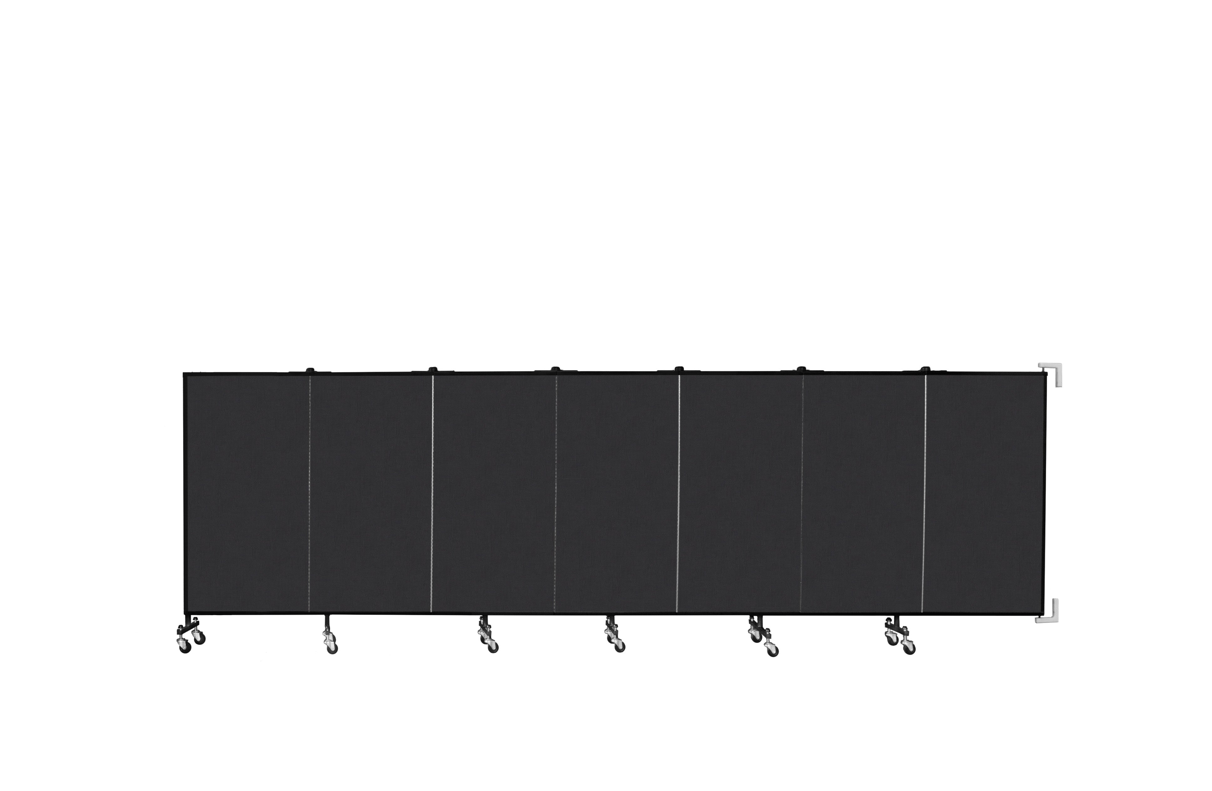 Wallmount Room Divider - 4'H x 12' 10"L - 7 Panel, Coal, Vinyl