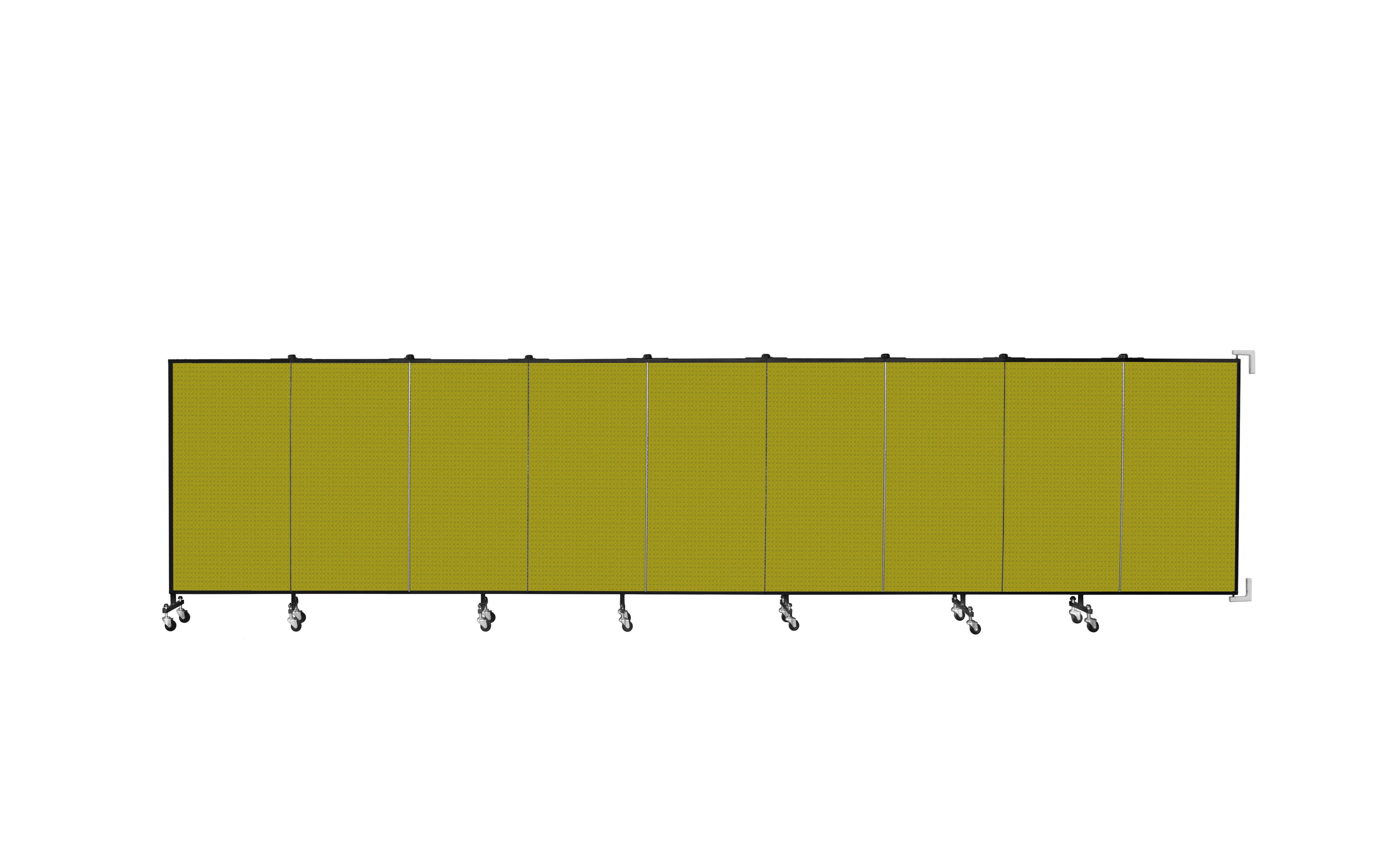 Wallmount Room Divider - 4'H x 16' 6"L - 9 Panel, Apple Green, Fabric