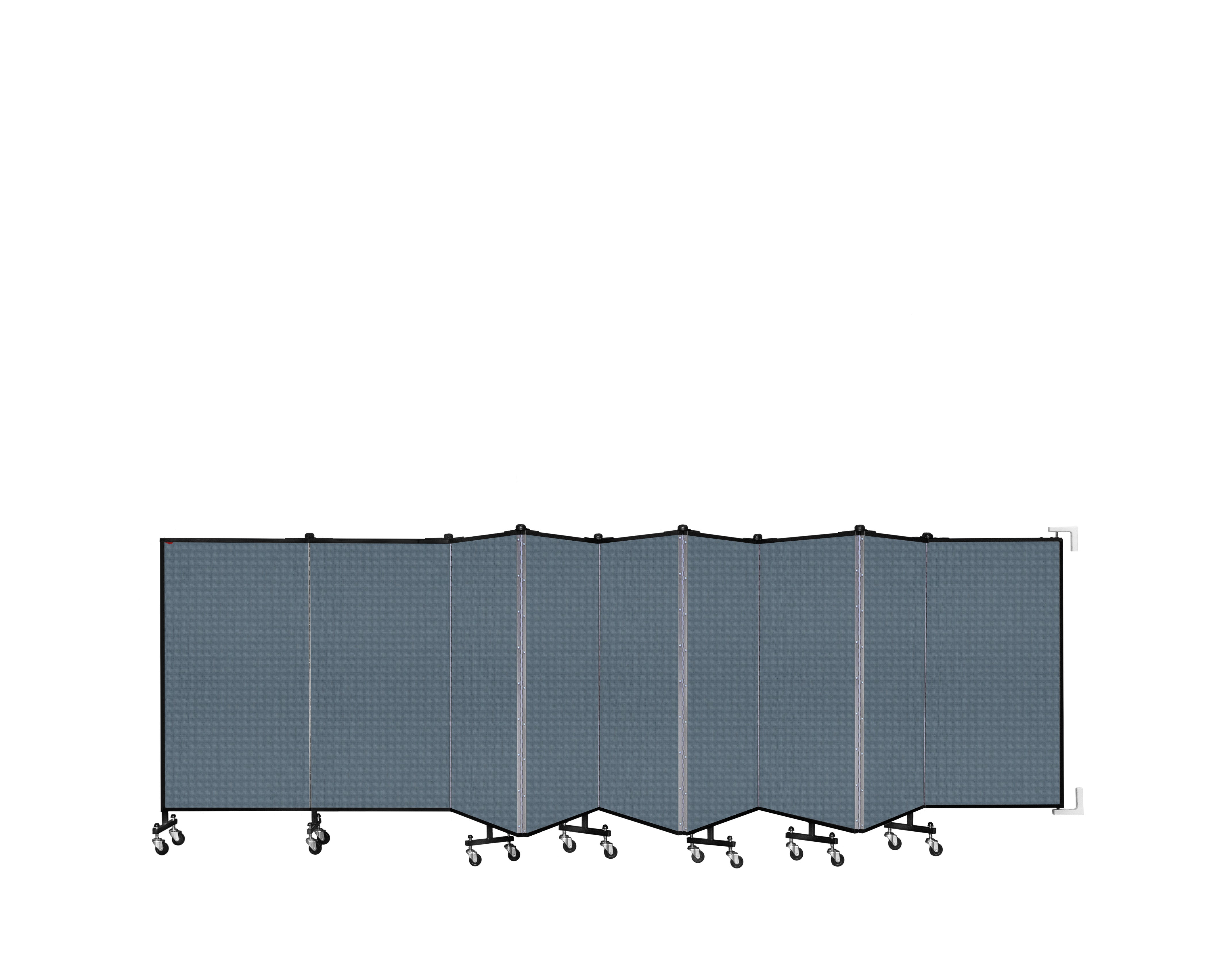 Wallmount Room Divider - 4'H x 16' 6"L - 9 Panel, Lake, Fabric