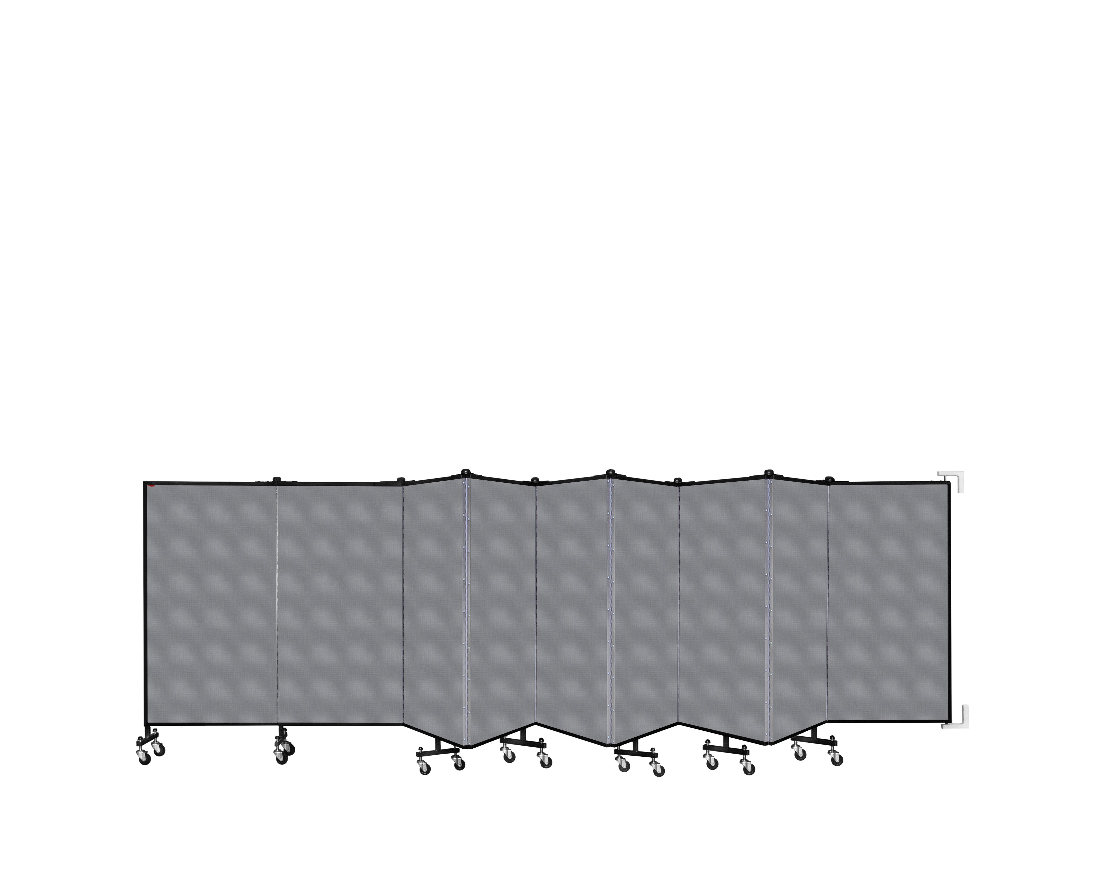 Wallmount Room Divider - 4'H x 16' 6"L - 9 Panel, Stone, Fabric