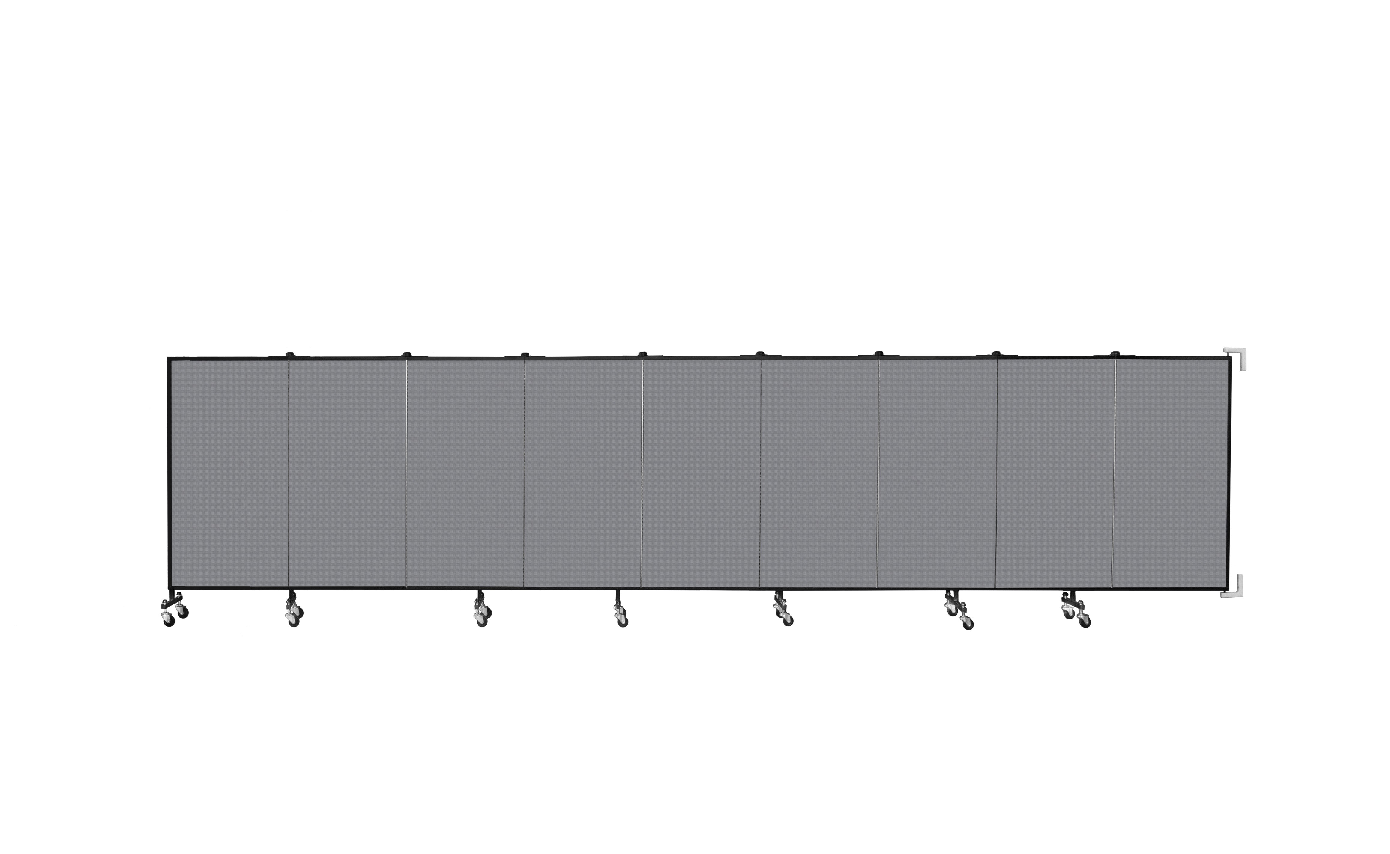 Wallmount Room Divider - 4'H x 16' 6"L - 9 Panel, Stone, Fabric