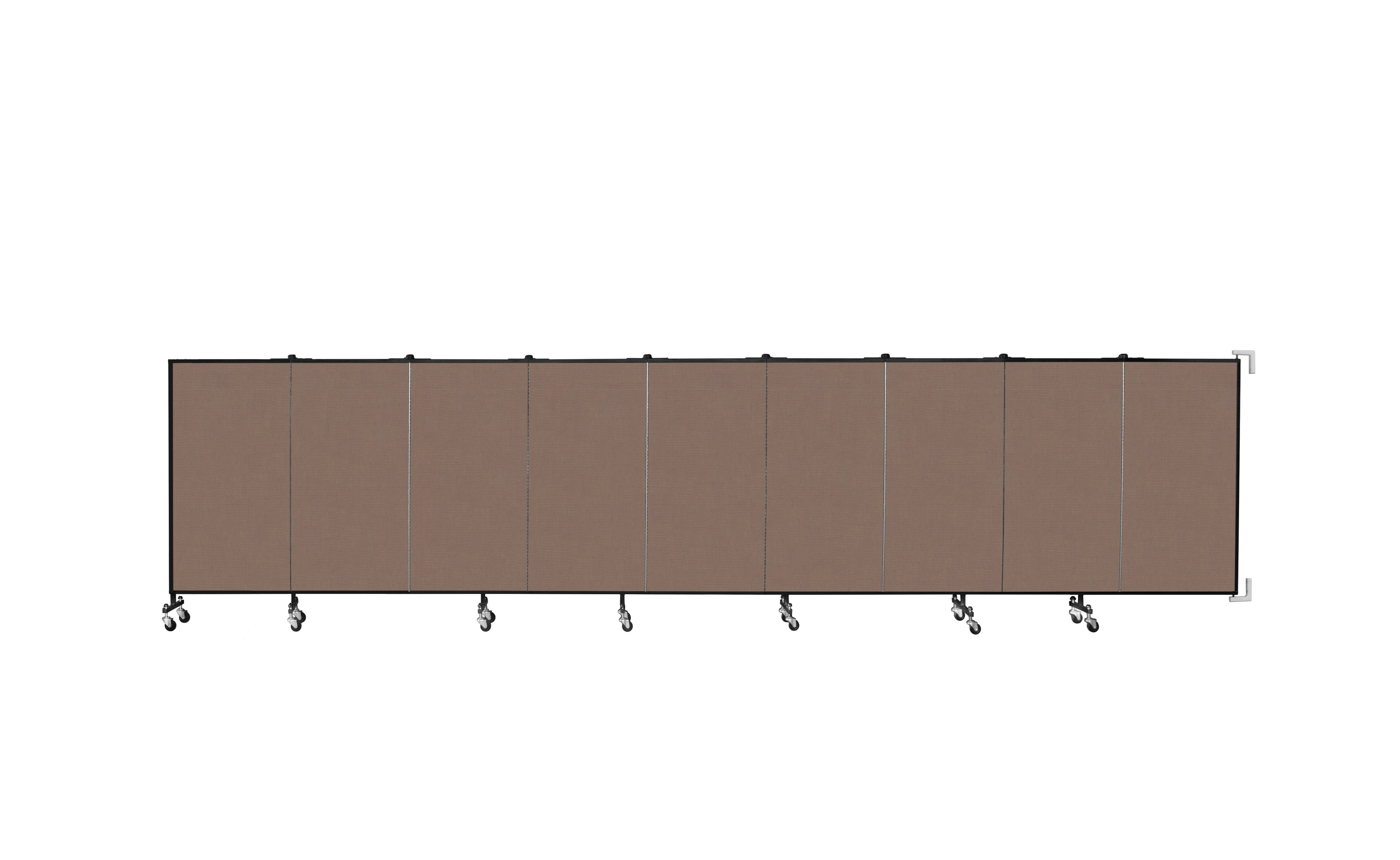 Wallmount Room Divider - 4'H x 16' 6"L - 9 Panel, Walnut, Fabric