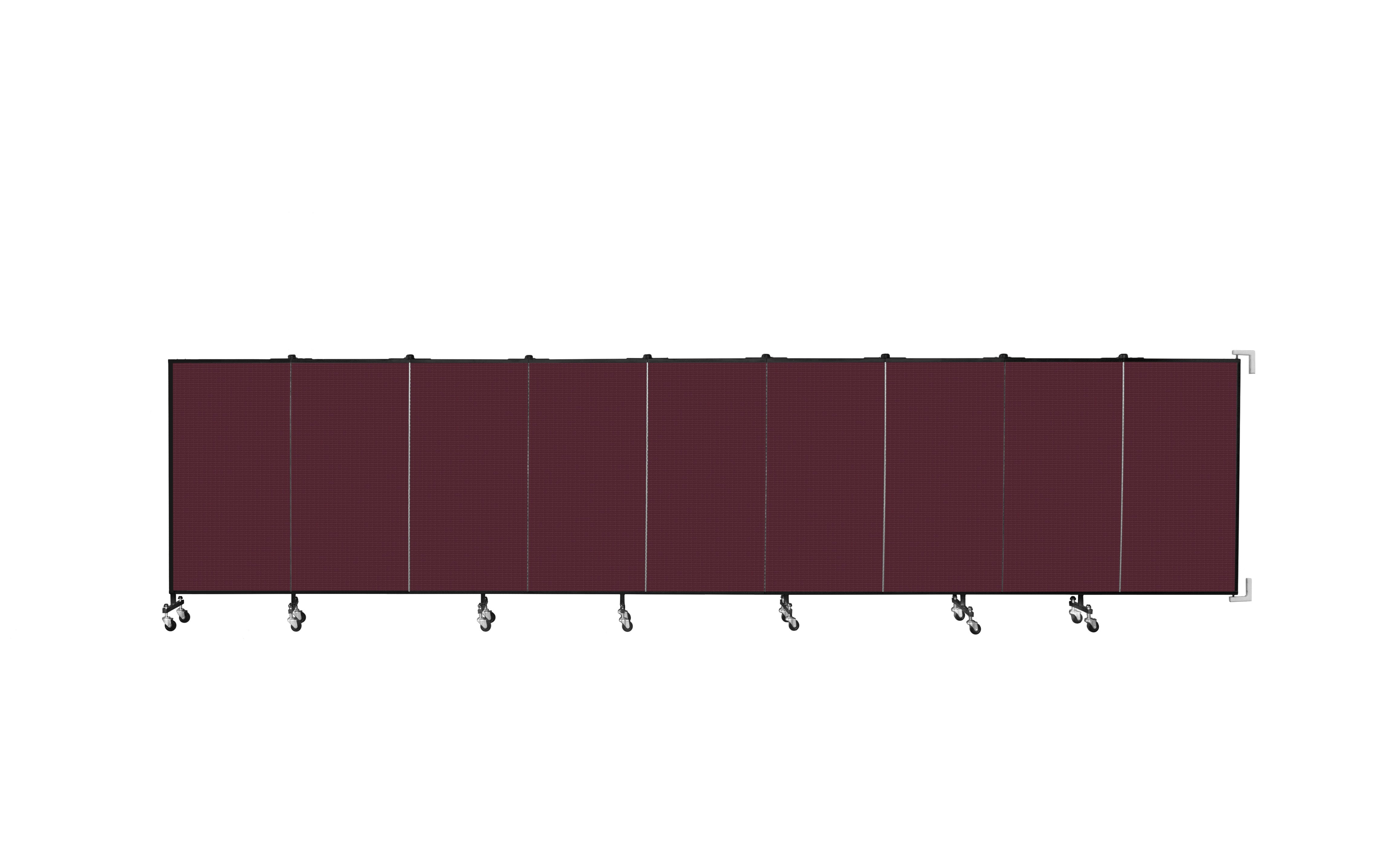 Wallmount Room Divider - 4'H x 16' 6"L - 9 Panel, Purple, Fabric
