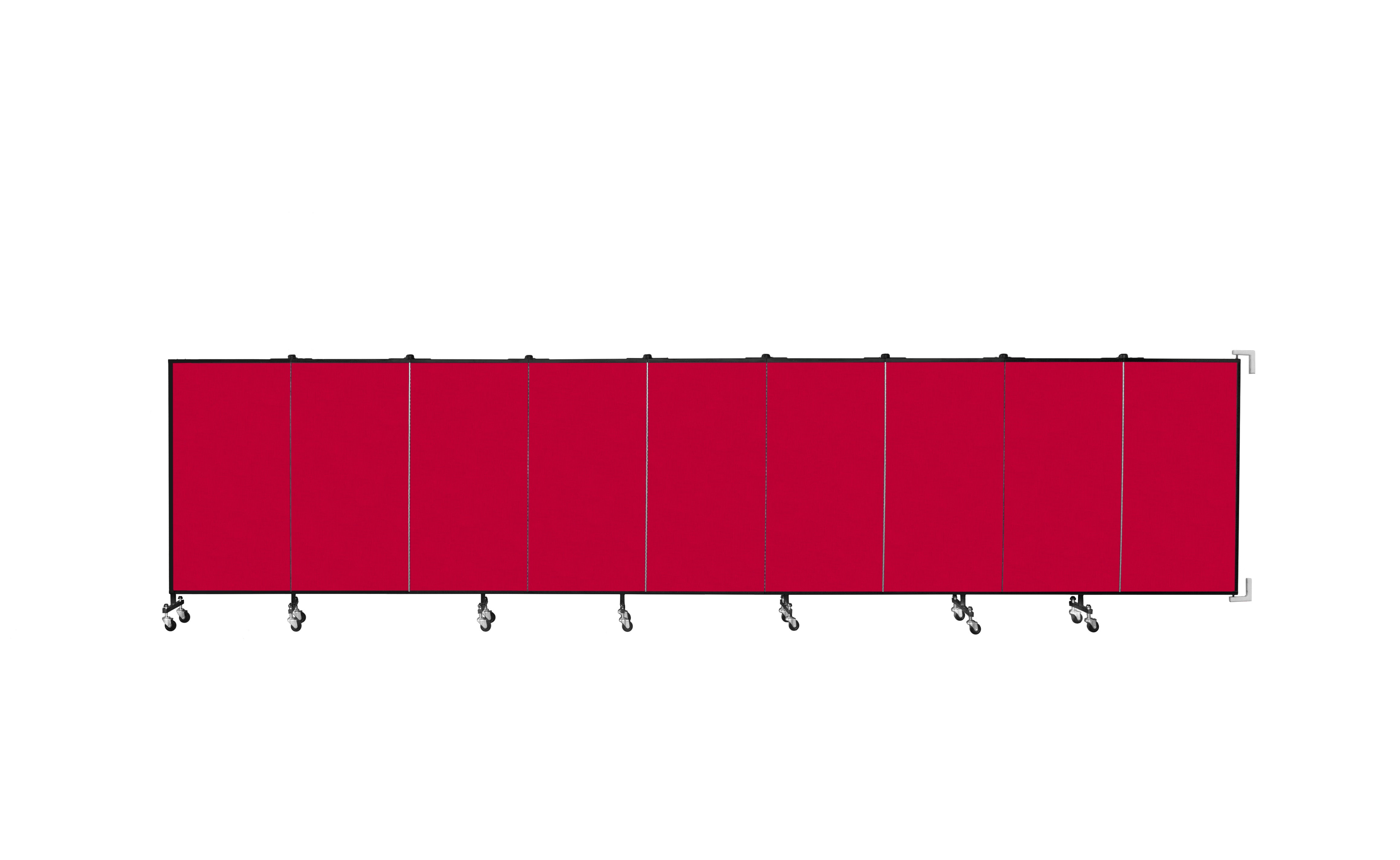 Wallmount Room Divider - 4'H x 16' 6"L - 9 Panel, Primary Red, Fabric