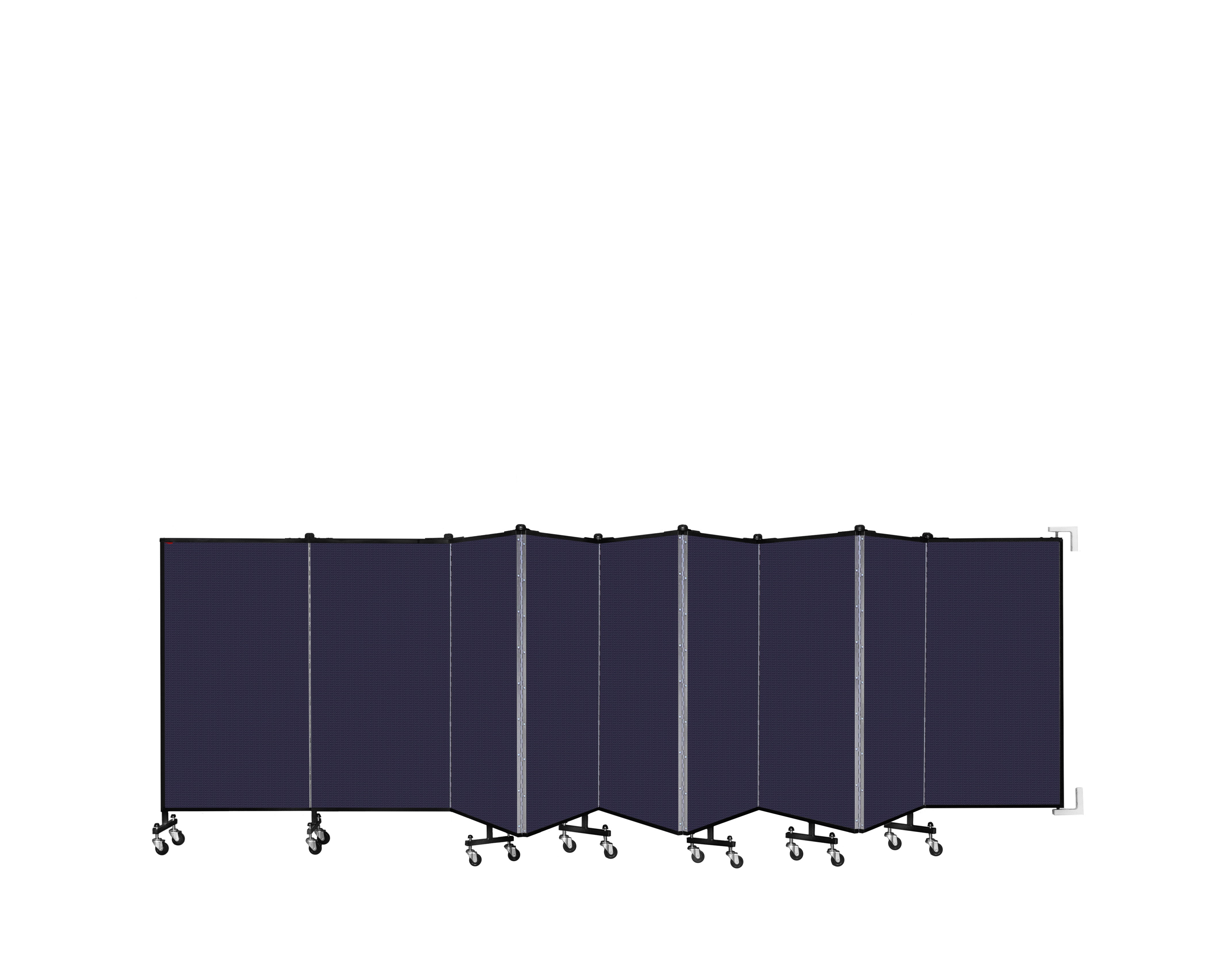 Wallmount Room Divider - 4'H x 16' 6"L - 9 Panel, Navy, Fabric