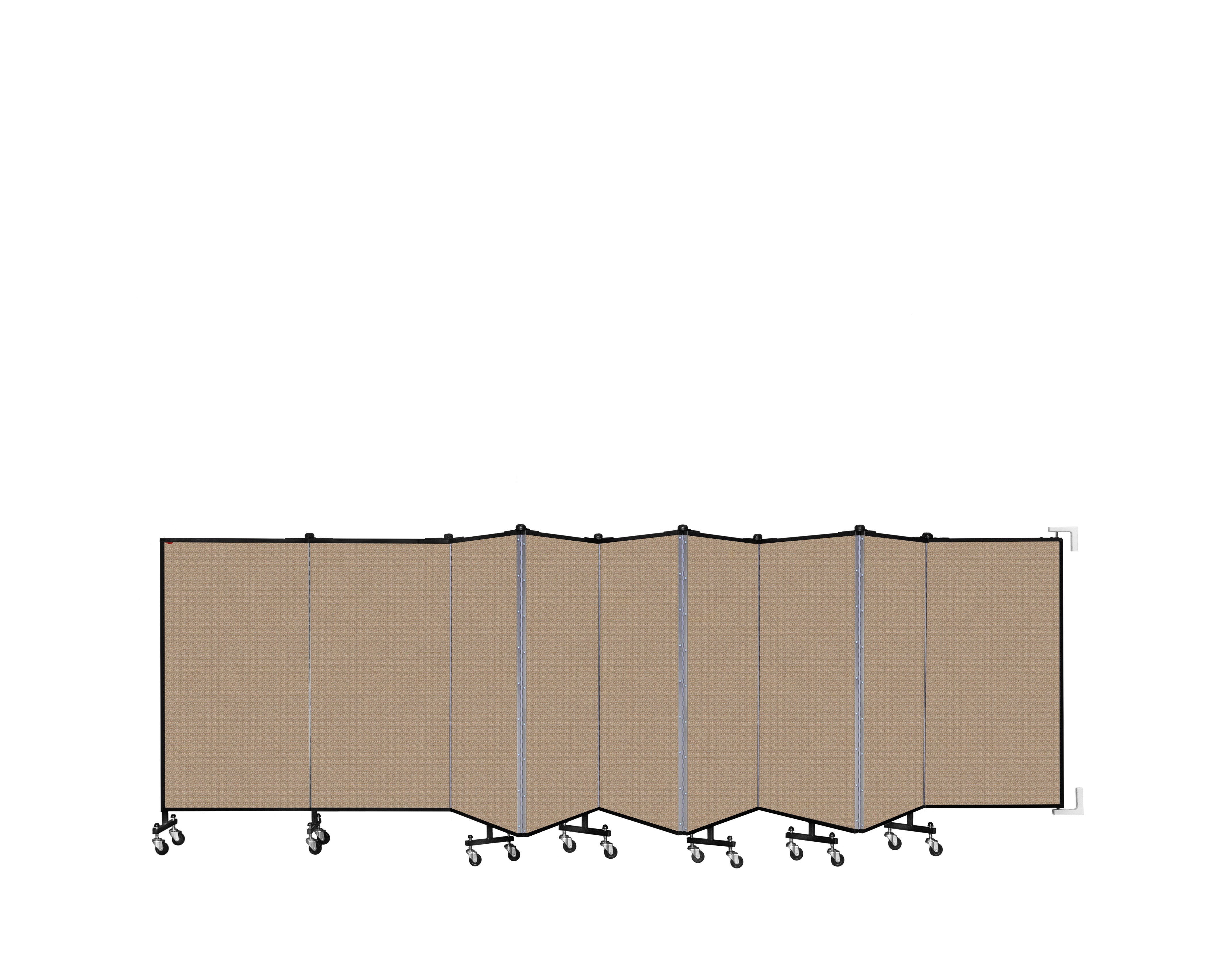 Wallmount Room Divider - 4'H x 16' 6"L - 9 Panel, Desert, Fabric