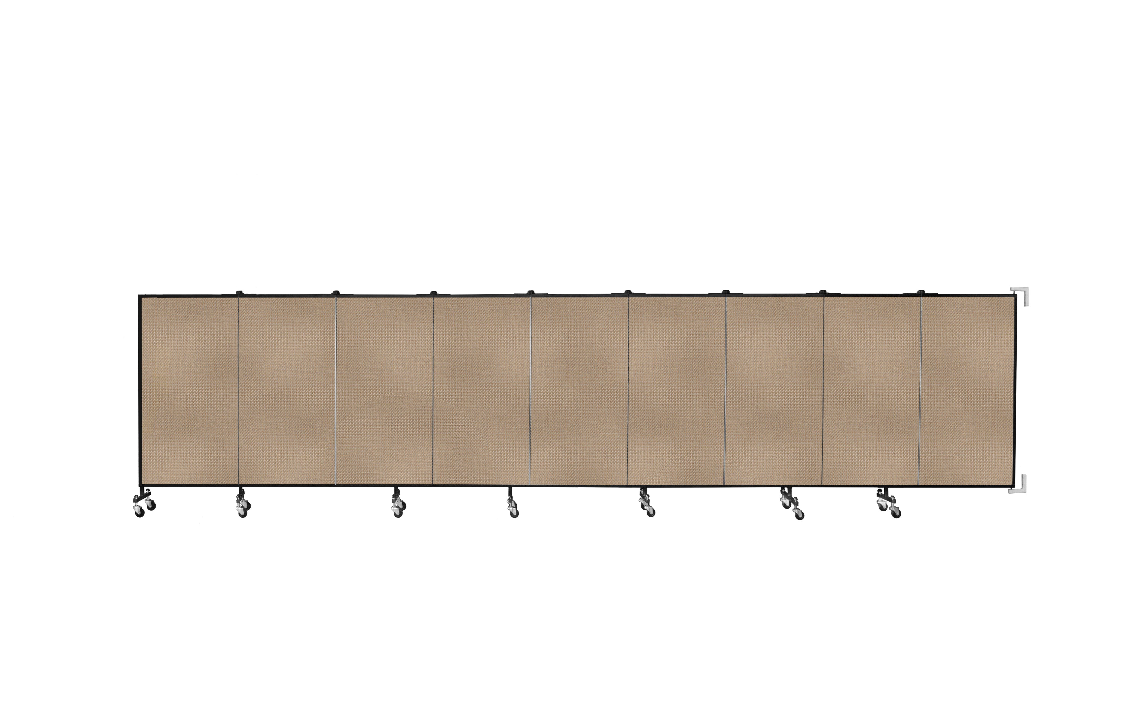 Wallmount Room Divider - 4'H x 16' 6"L - 9 Panel, Desert, Fabric