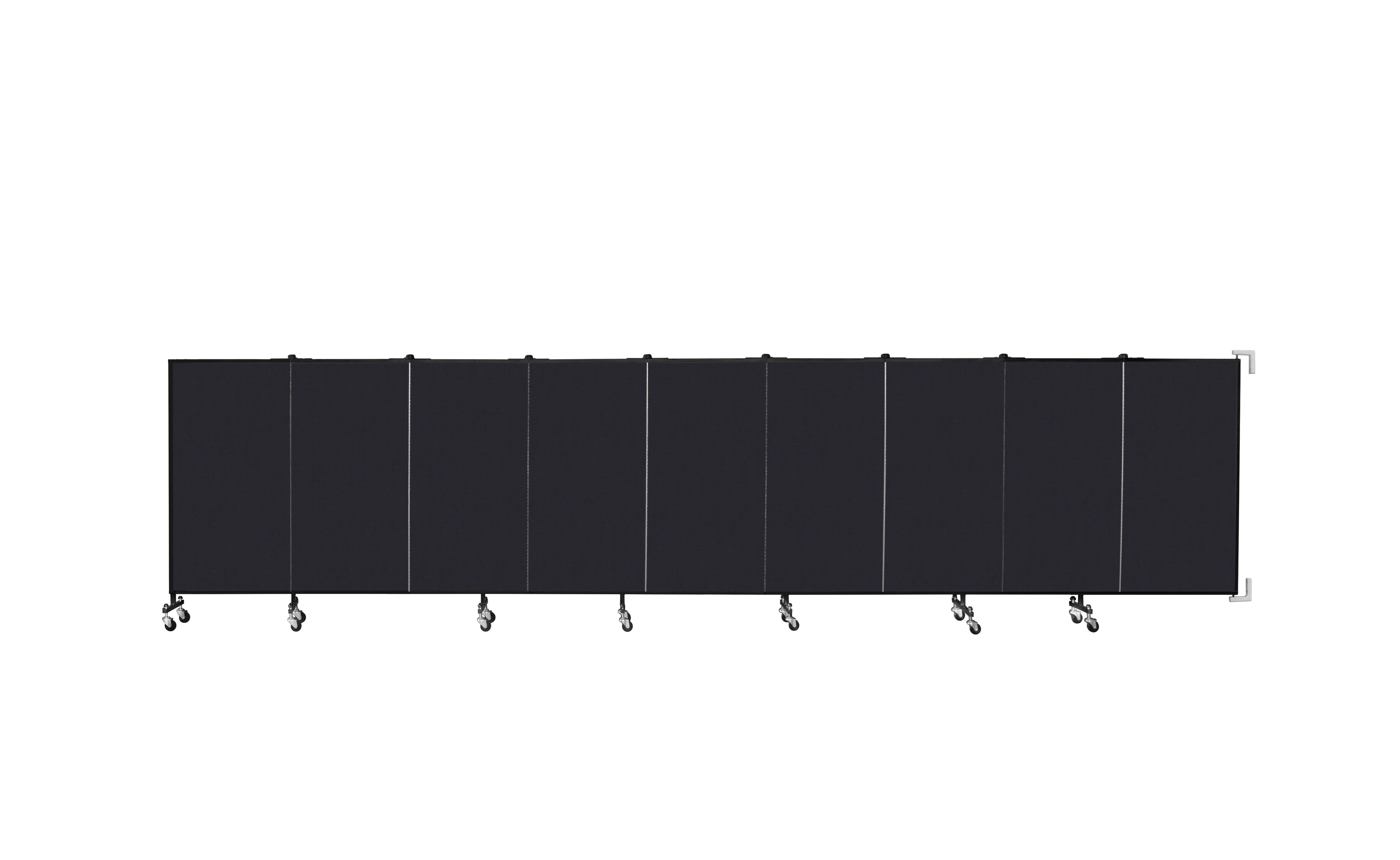 Wallmount Room Divider - 4'H x 16' 6"L - 9 Panel, Black, Fabric