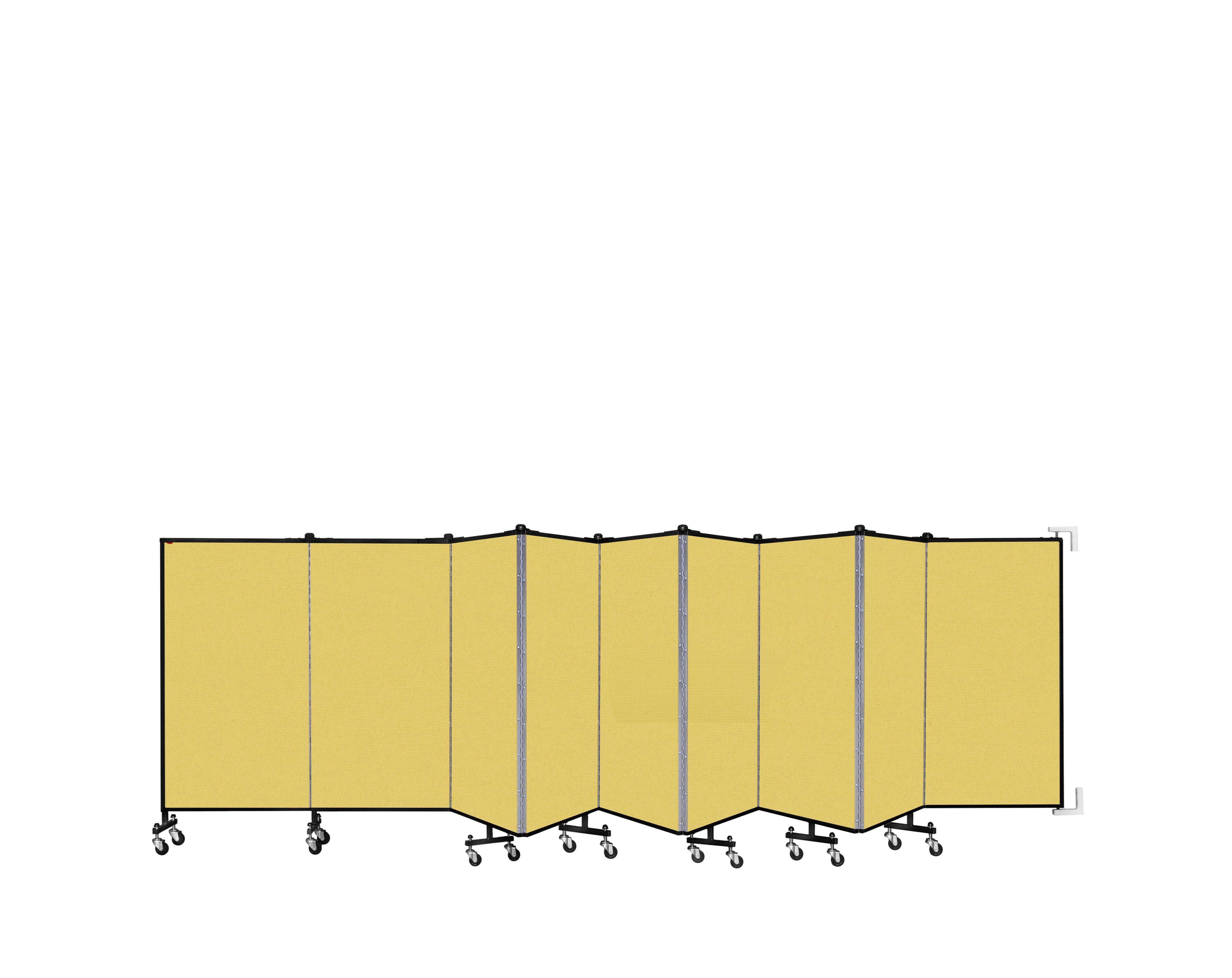 Wallmount Room Divider - 4'H x 16' 6"L - 9 Panel, Primary Yellow, Fabric
