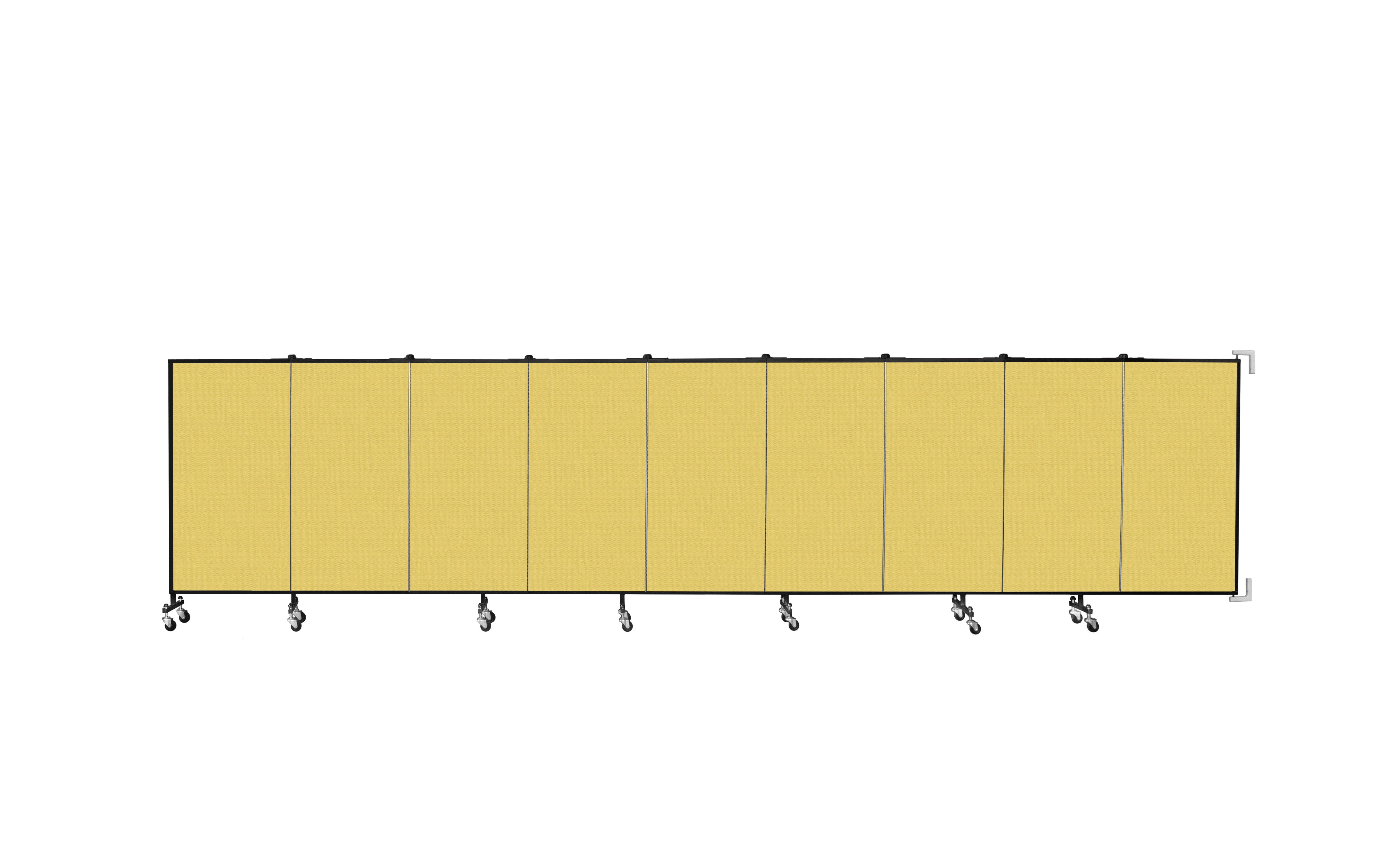 Wallmount Room Divider - 4'H x 16' 6"L - 9 Panel, Primary Yellow, Fabric