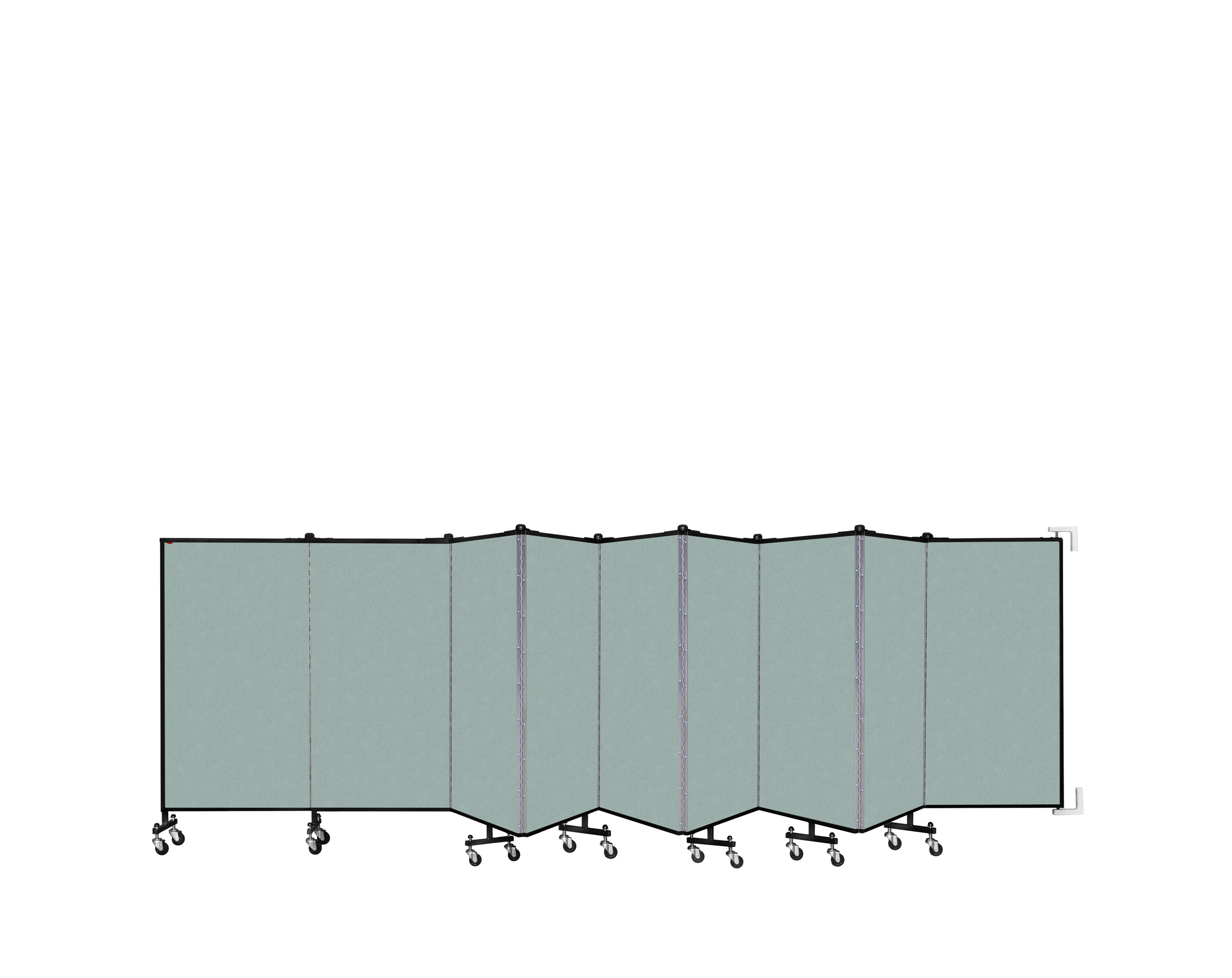 Wallmount Room Divider - 4'H x 16' 6"L - 9 Panel, Sea Green, Fabric