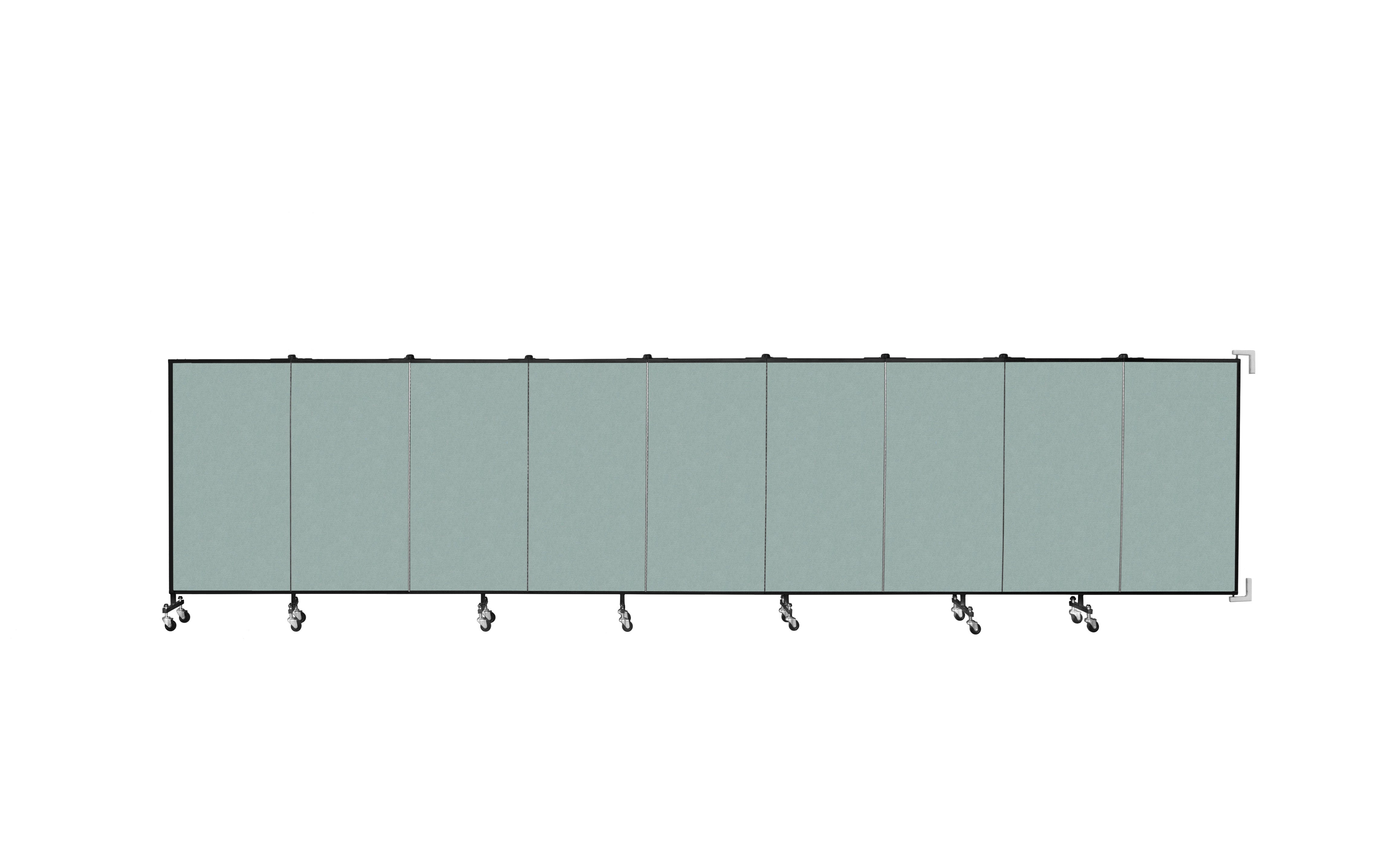 Wallmount Room Divider - 4'H x 16' 6"L - 9 Panel, Sea Green, Fabric