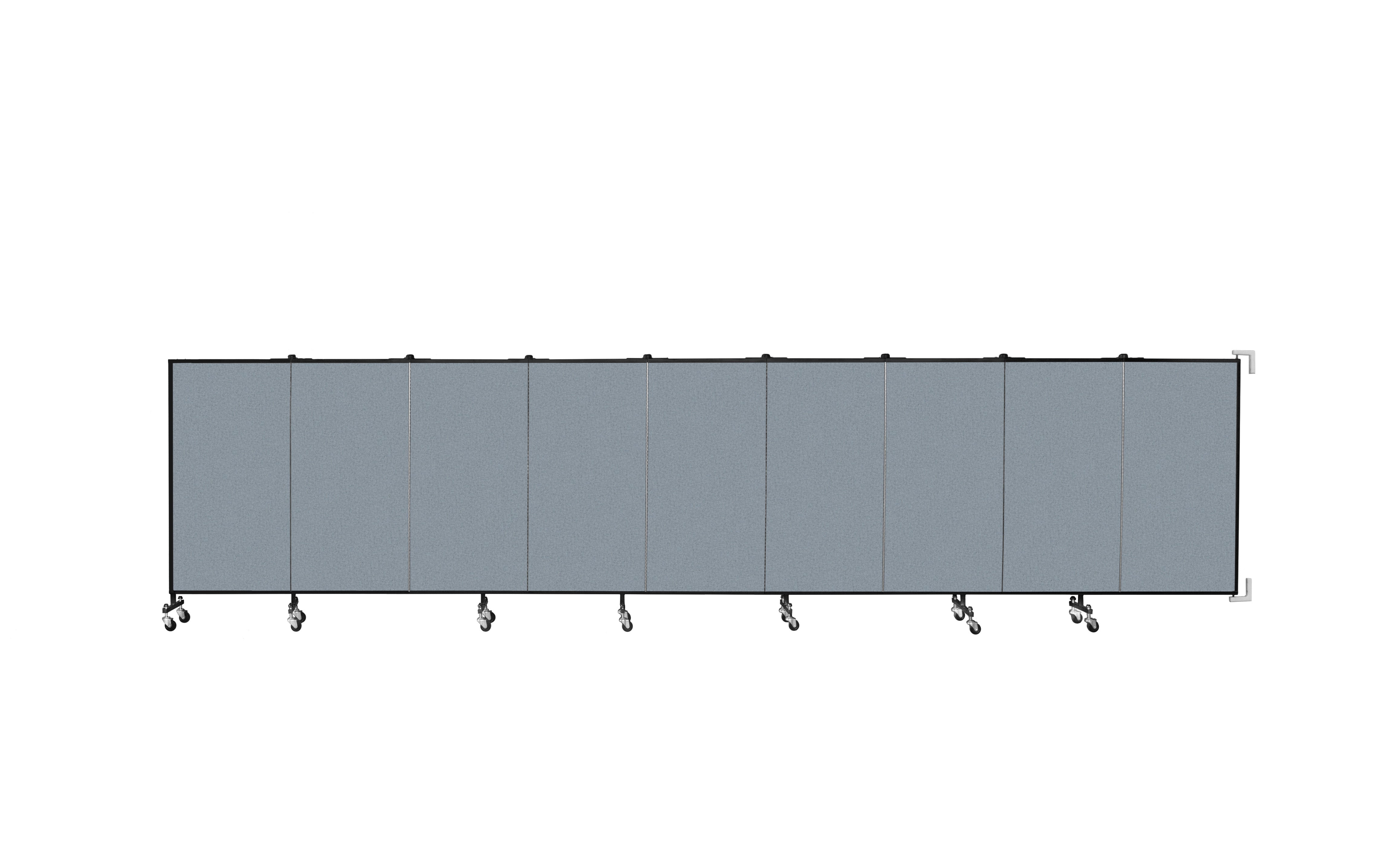 Wallmount Room Divider - 4'H x 16' 6"L - 9 Panel, Blue Tide, Vinyl