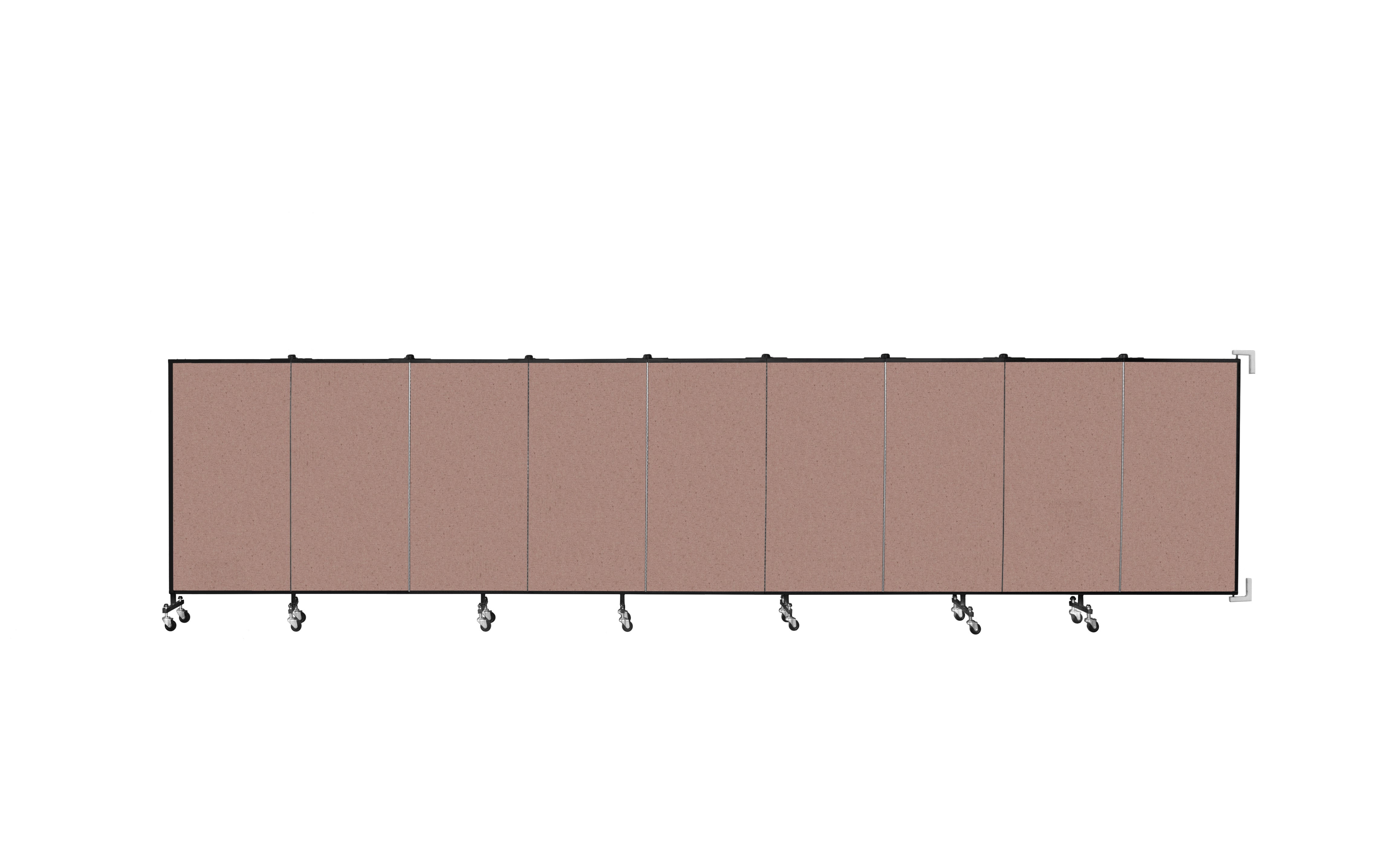 Wallmount Room Divider - 4'H x 16' 6"L - 9 Panel, Rasberry, Vinyl