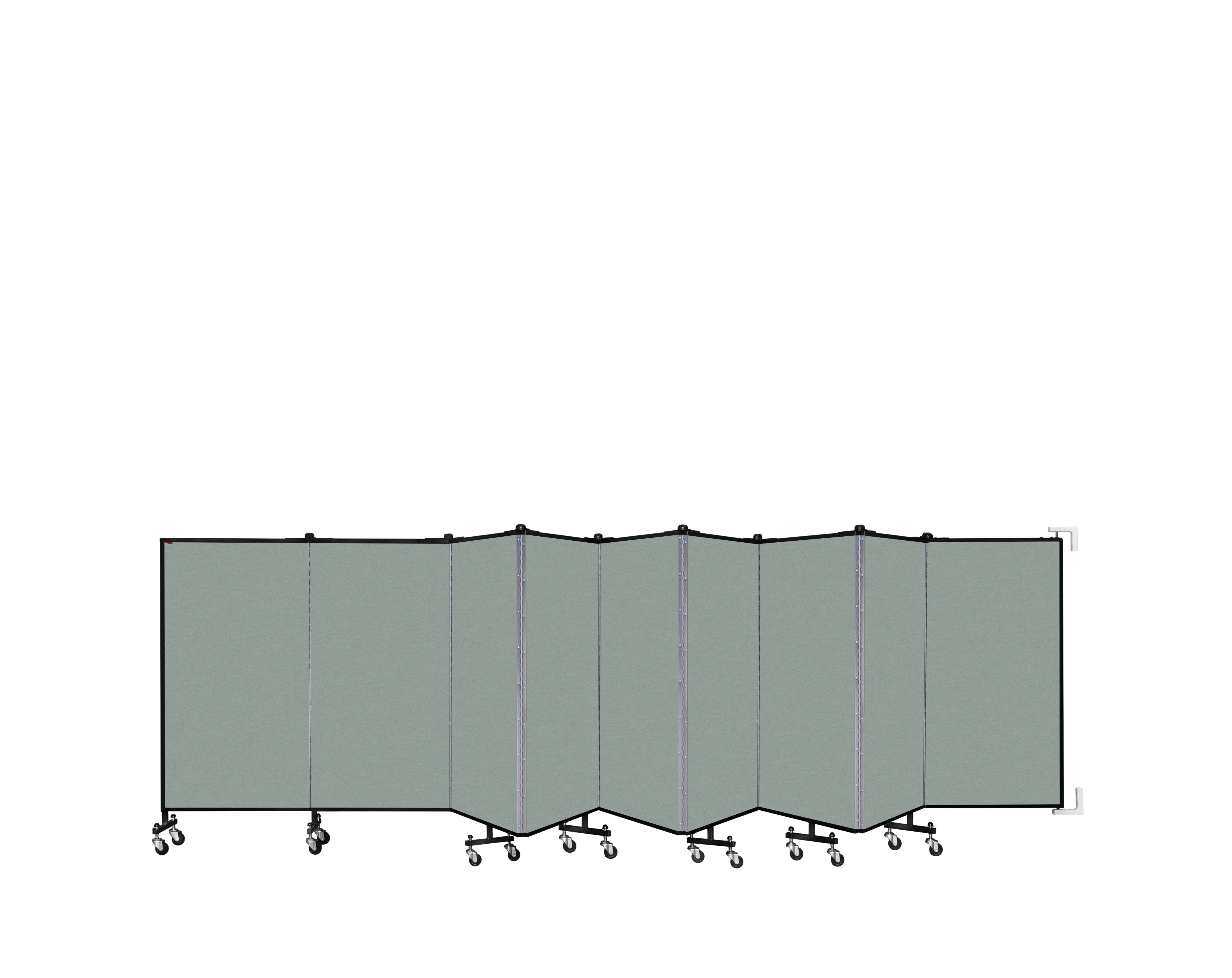 Wallmount Room Divider - 4'H x 16' 6"L - 9 Panel, Mint, Vinyl