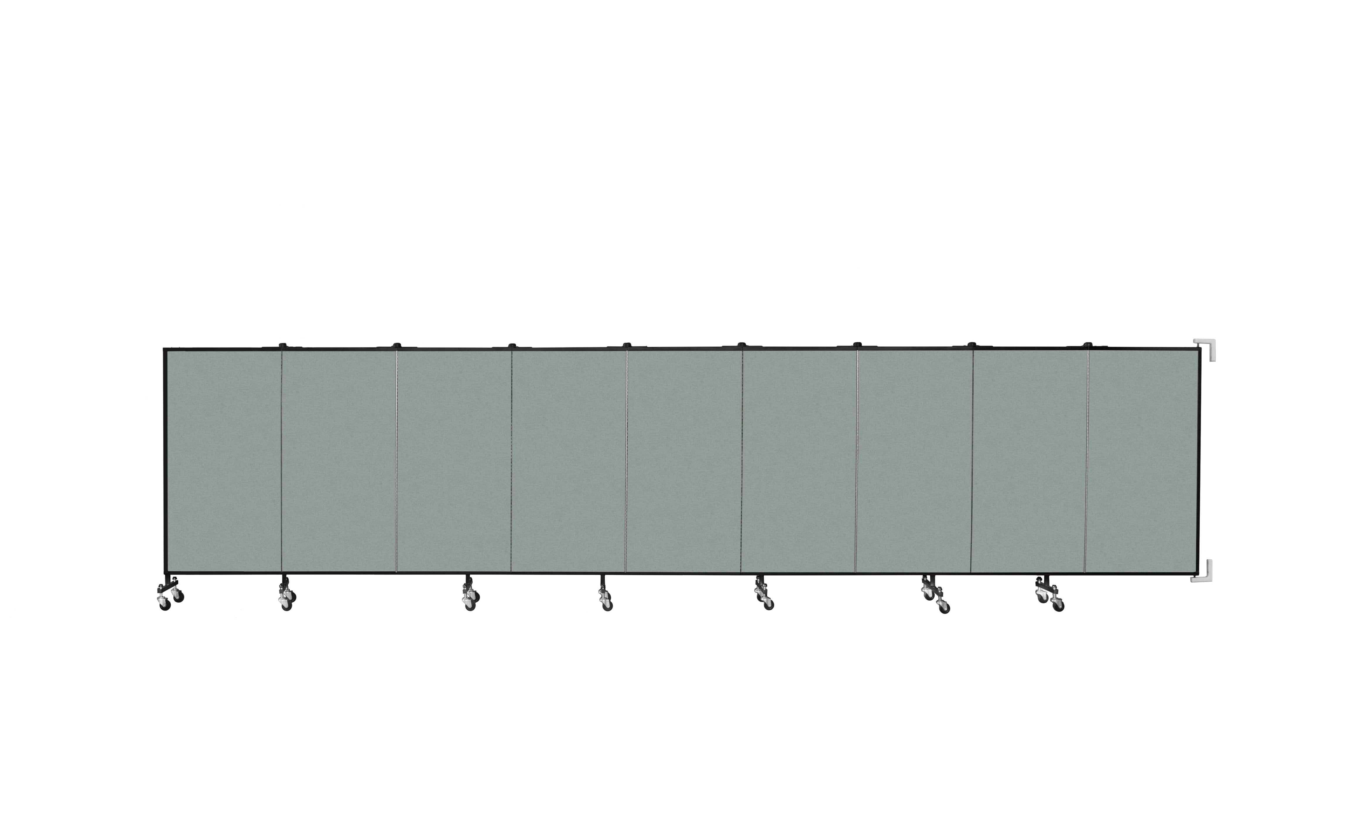 Wallmount Room Divider - 4'H x 16' 6"L - 9 Panel, Mint, Vinyl