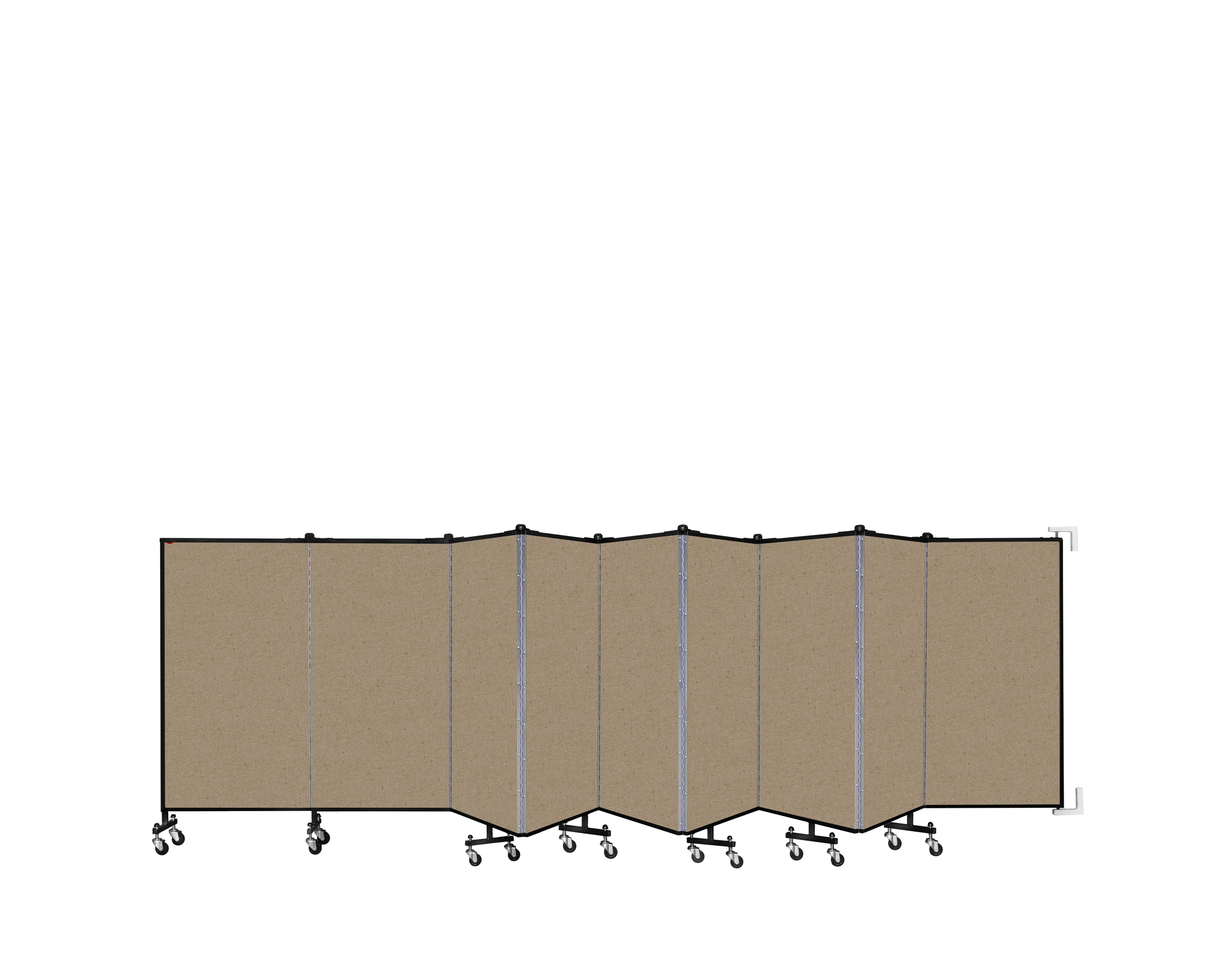 Wallmount Room Divider - 4'H x 16' 6"L - 9 Panel, Sandalwood, Vinyl