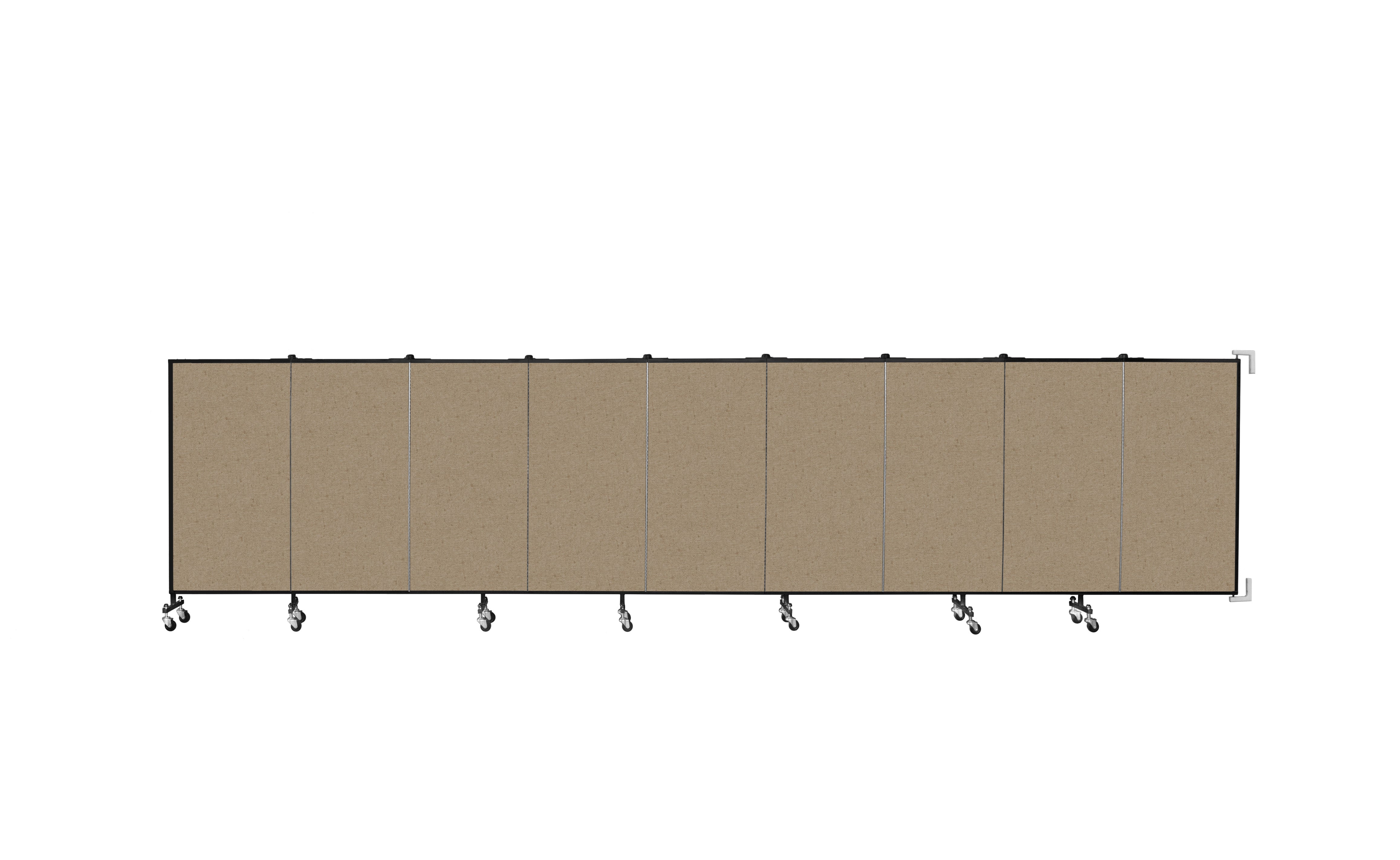Wallmount Room Divider - 4'H x 16' 6"L - 9 Panel, Sandalwood, Vinyl