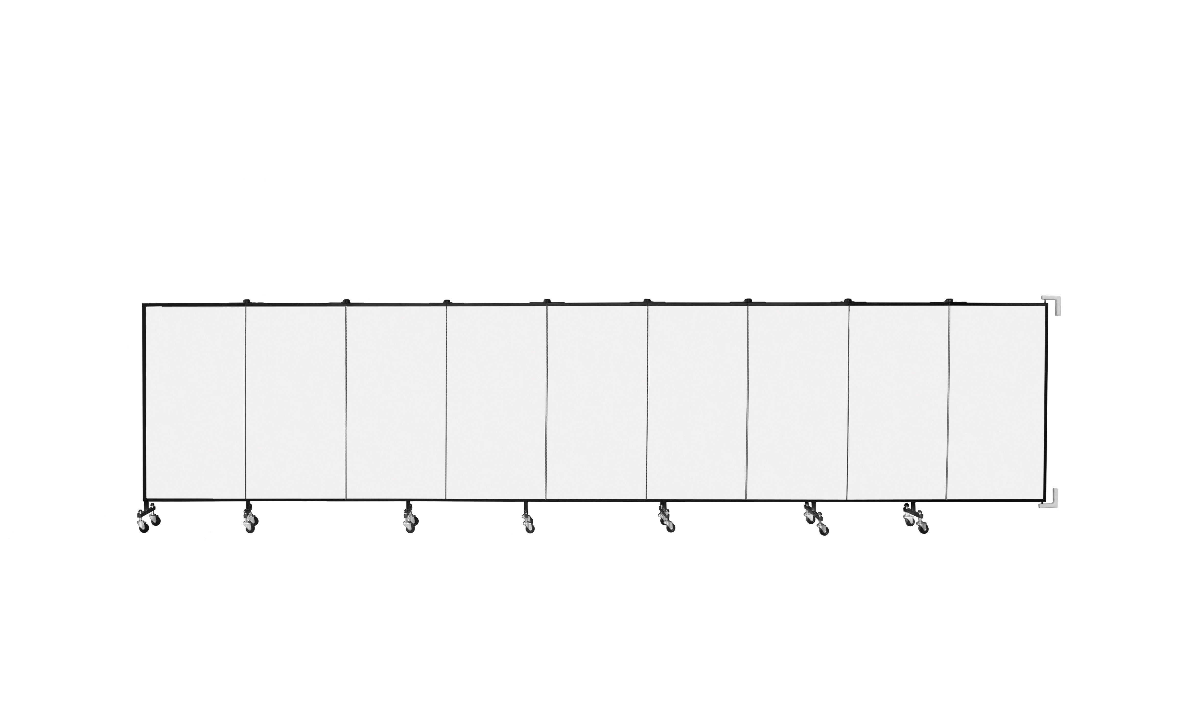 Wallmount Room Divider - 4'H x 16' 6"L - 9 Panel, Ice, Vinyl