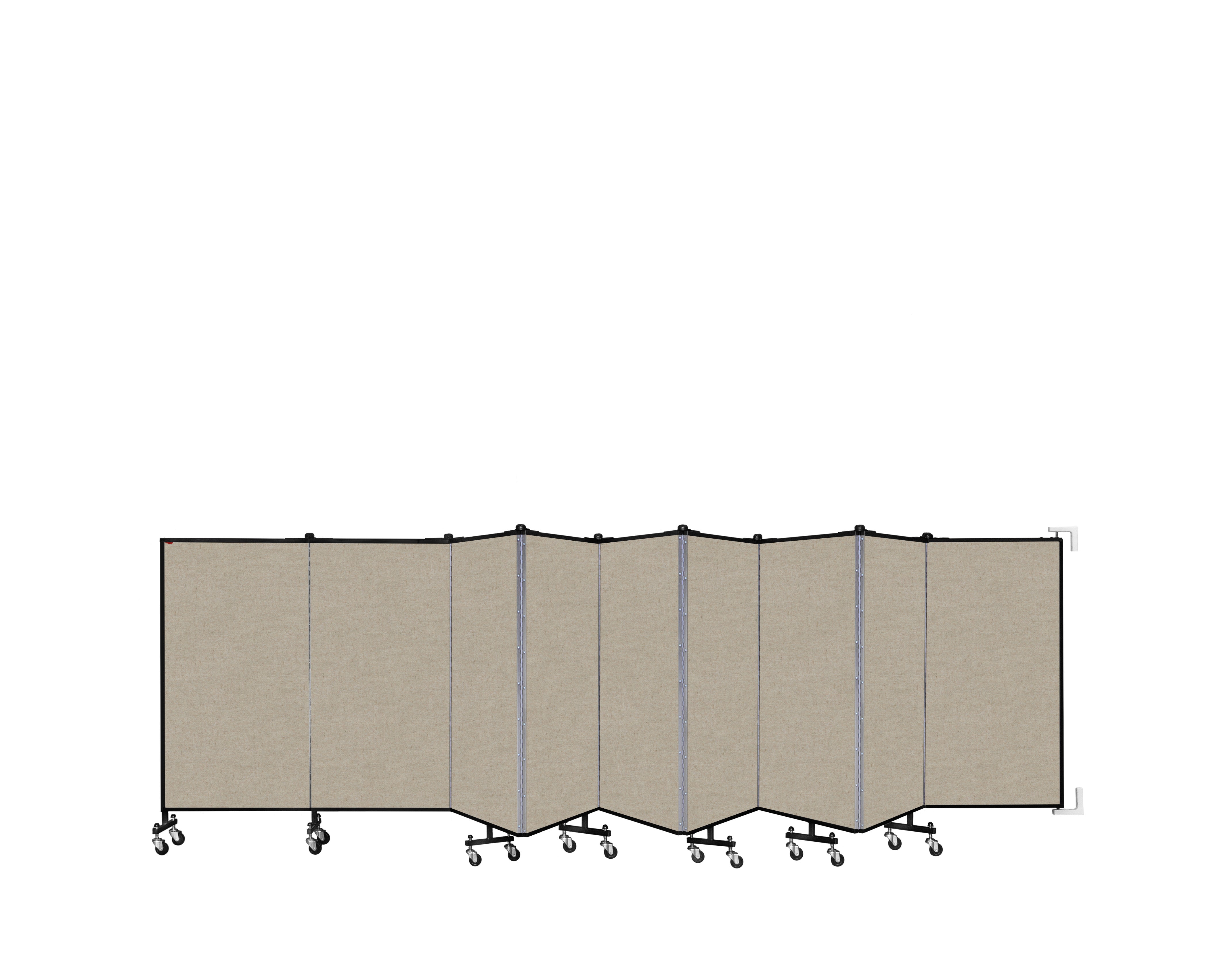 Wallmount Room Divider - 4'H x 16' 6"L - 9 Panel, Hazelnut, Vinyl