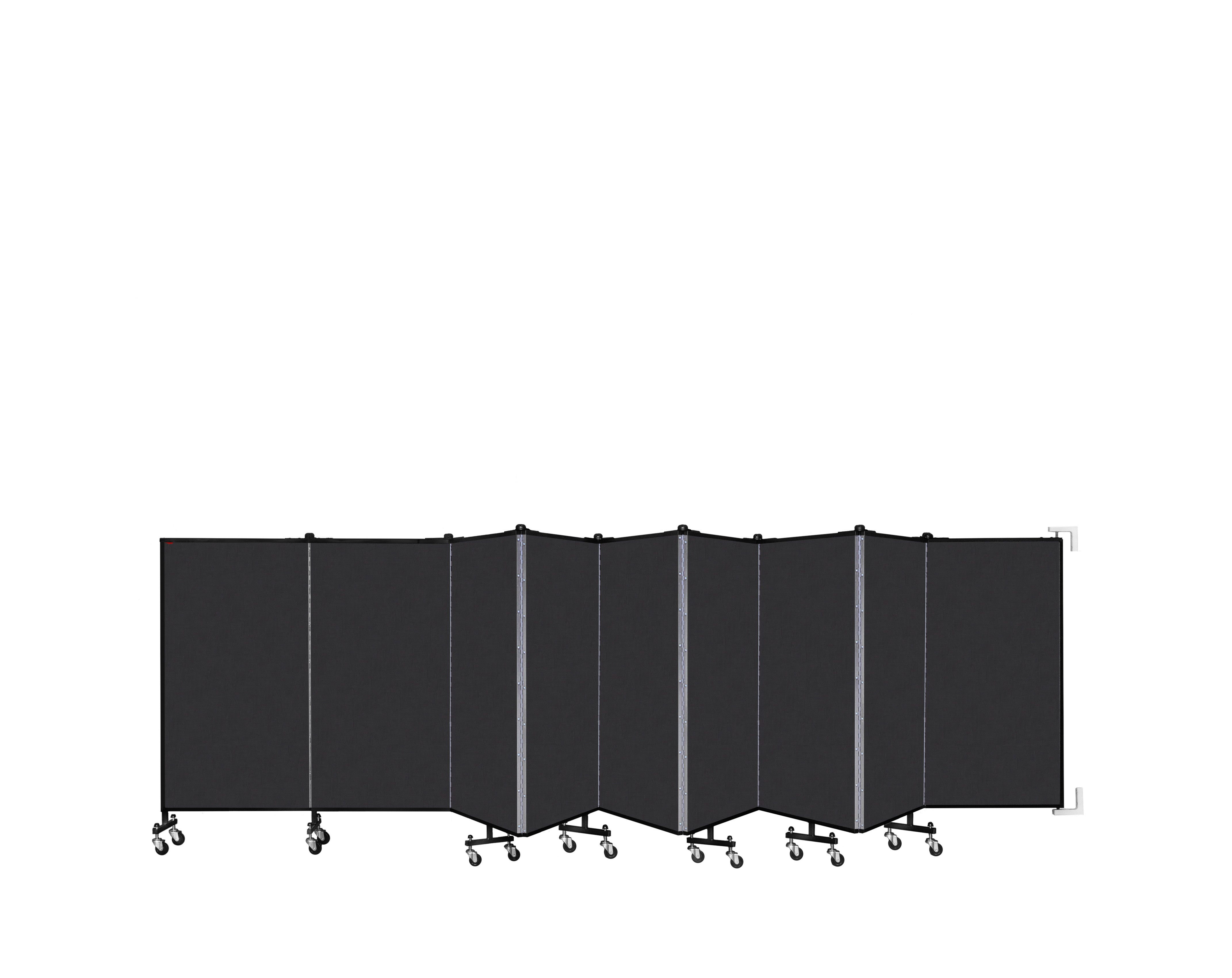 Wallmount Room Divider - 4'H x 16' 6"L - 9 Panel, Coal, Vinyl