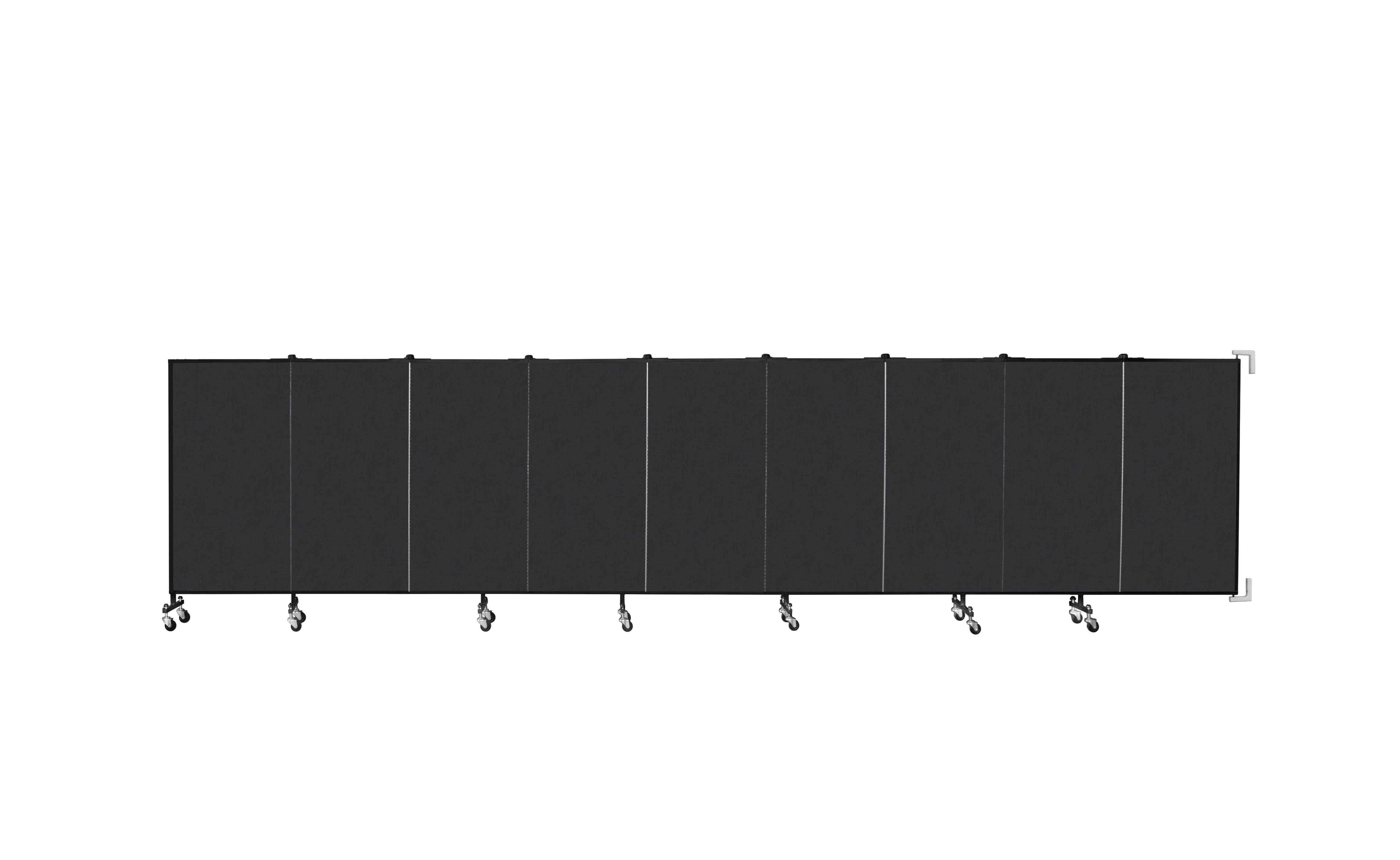 Wallmount Room Divider - 4'H x 16' 6"L - 9 Panel, Coal, Vinyl