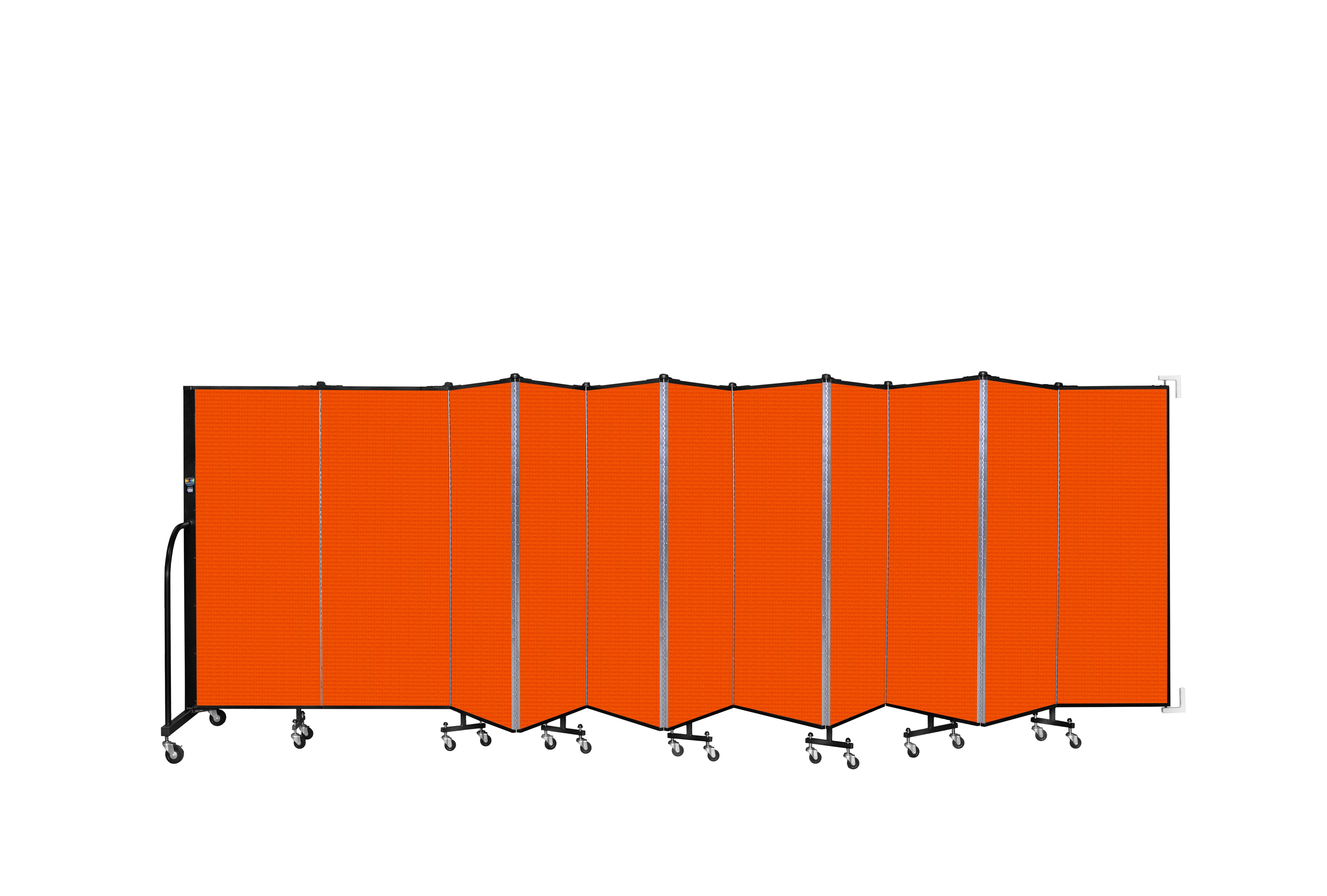 Wallmount Room Divider - 5'H x 20' 2"L - 11 Panel, Orange, Fabric