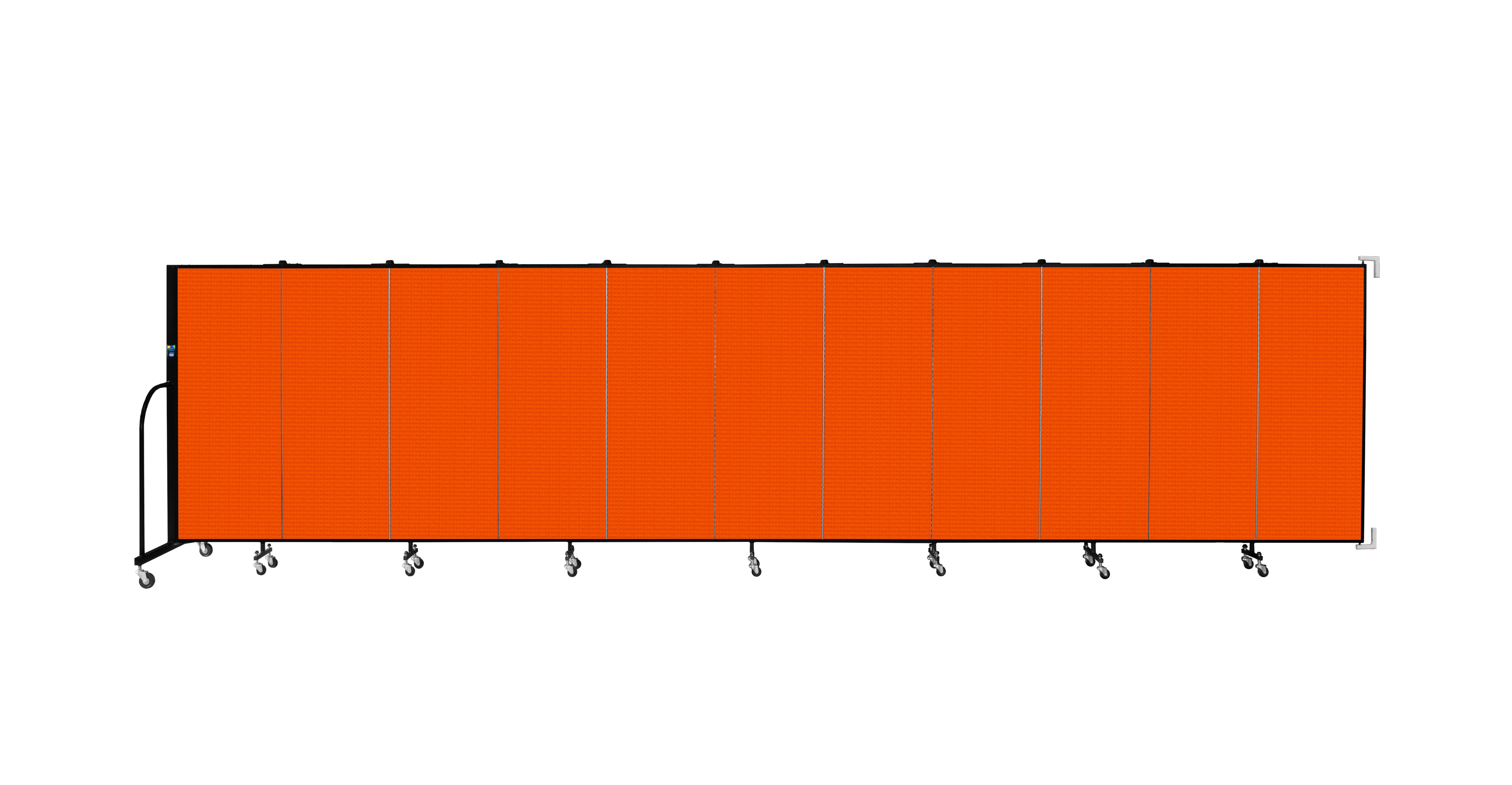 Wallmount Room Divider - 5'H x 20' 2"L - 11 Panel, Orange, Fabric