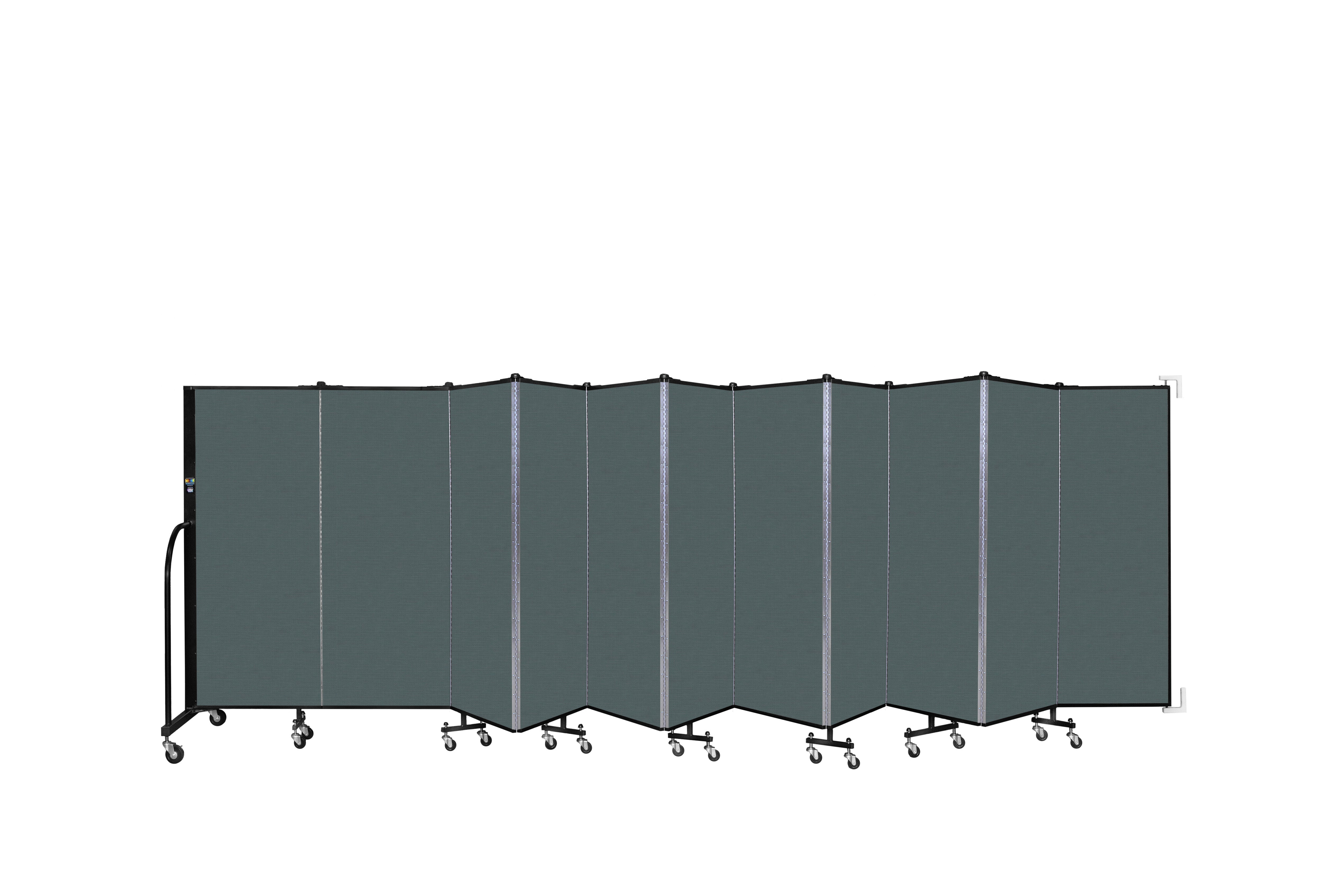 Wallmount Room Divider - 5'H x 20' 2"L - 11 Panel, Mallard, Fabric