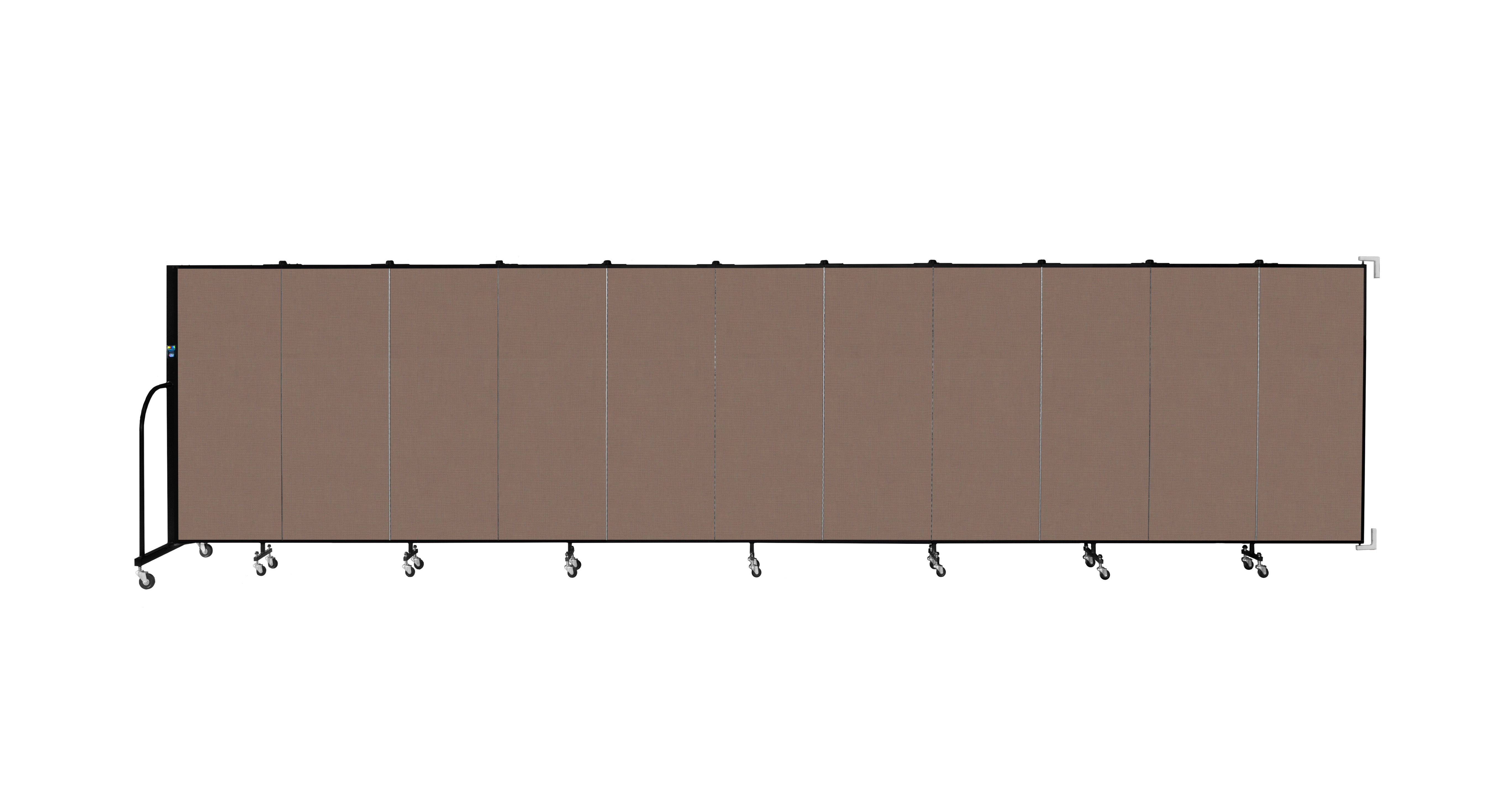 Wallmount Room Divider - 5'H x 20' 2"L - 11 Panel, Walnut, Fabric