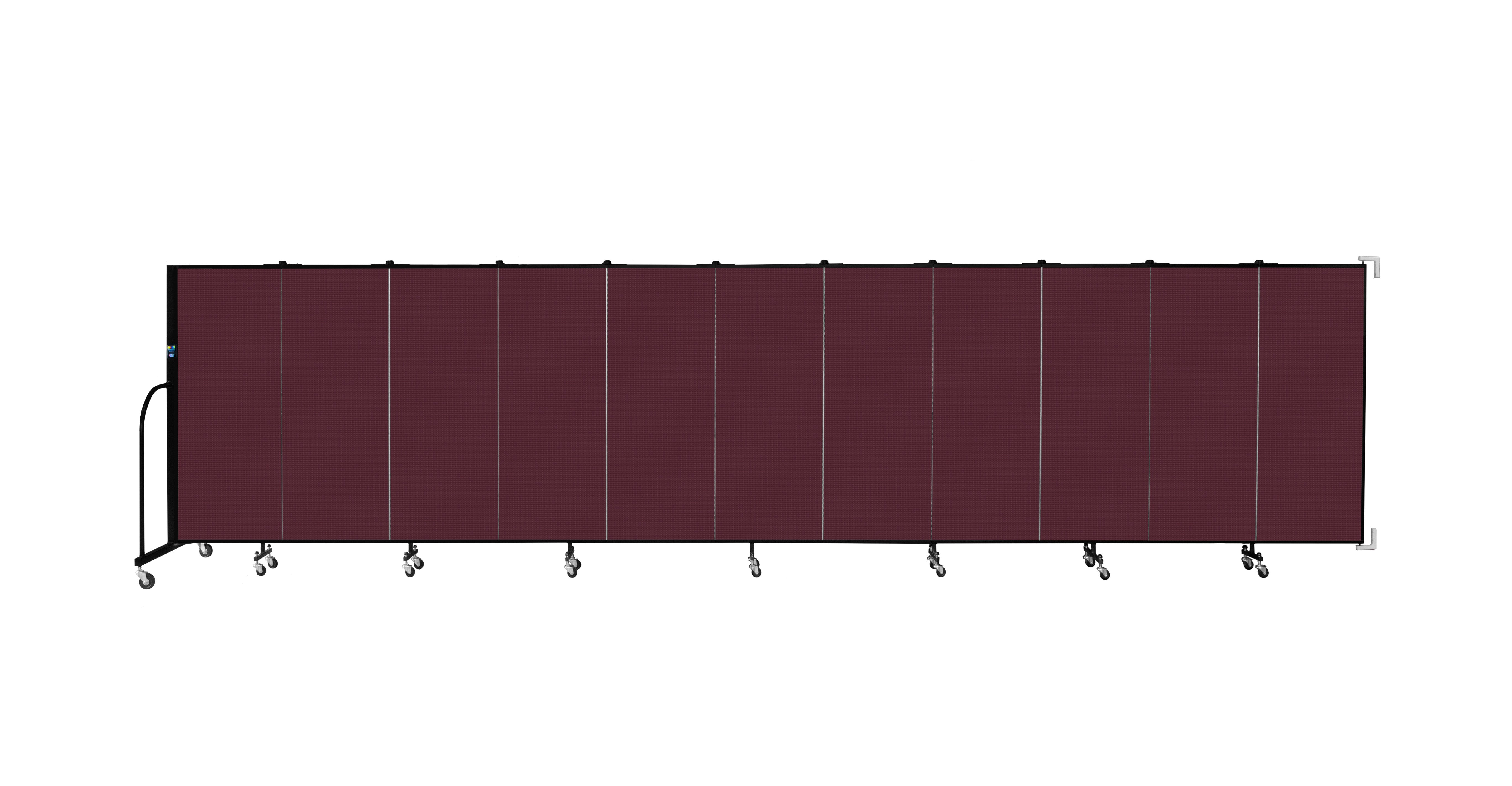 Wallmount Room Divider - 5'H x 20' 2"L - 11 Panel, Purple, Fabric