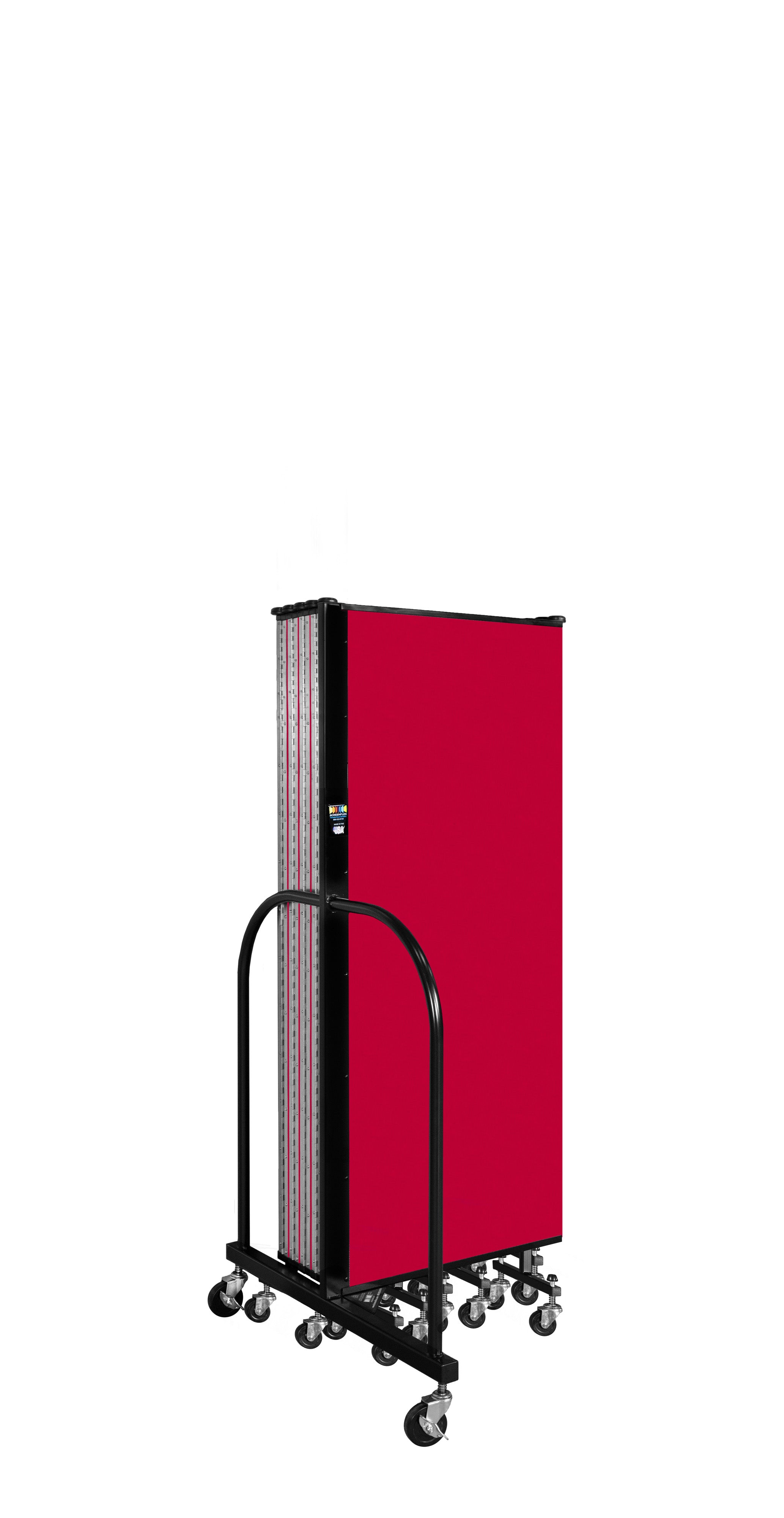 Wallmount Room Divider - 5'H x 20' 2"L - 11 Panel, Primary Red, Fabric