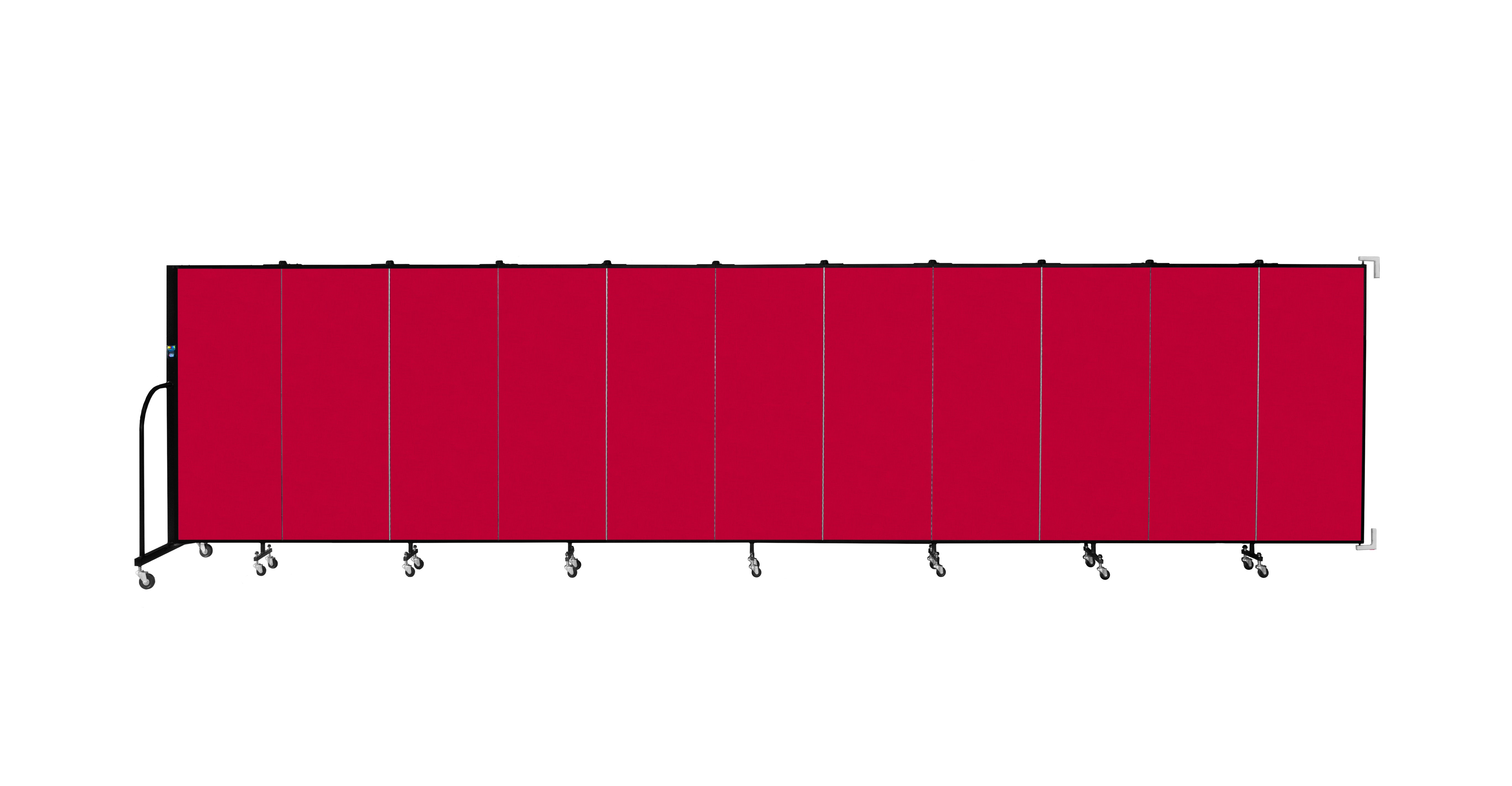 Wallmount Room Divider - 5'H x 20' 2"L - 11 Panel, Primary Red, Fabric