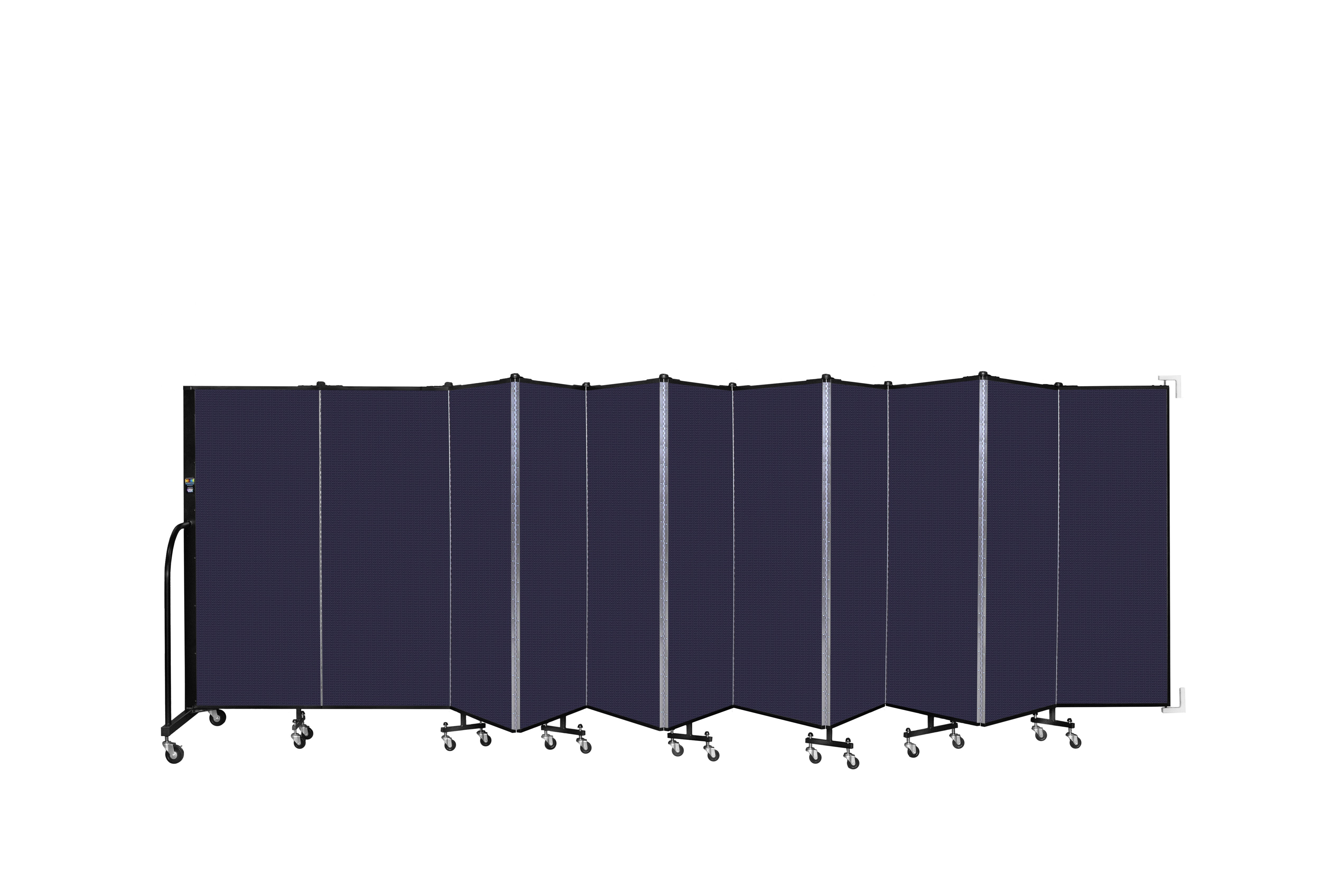 Wallmount Room Divider - 5'H x 20' 2"L - 11 Panel, Navy, Fabric