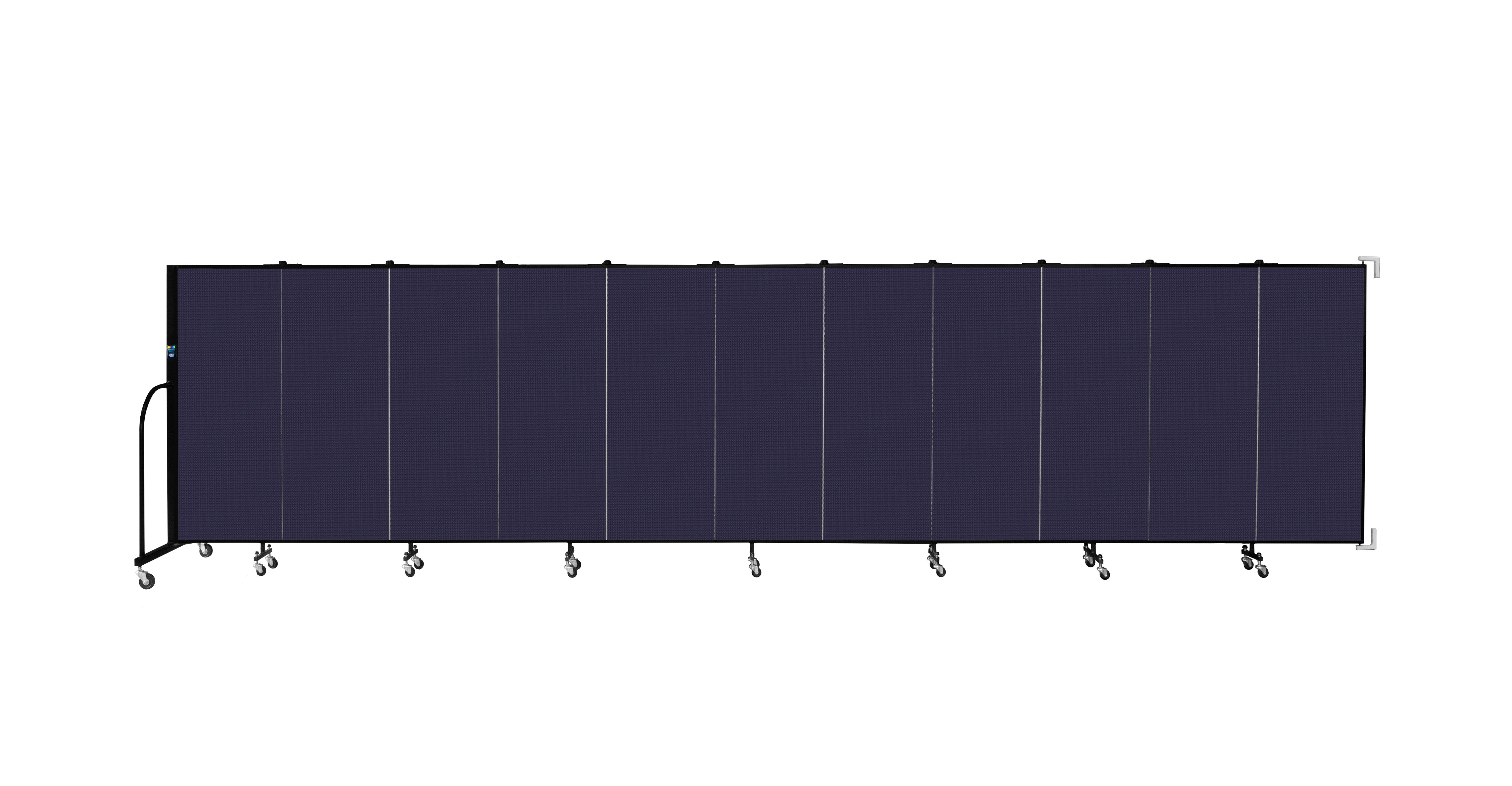 Wallmount Room Divider - 5'H x 20' 2"L - 11 Panel, Navy, Fabric