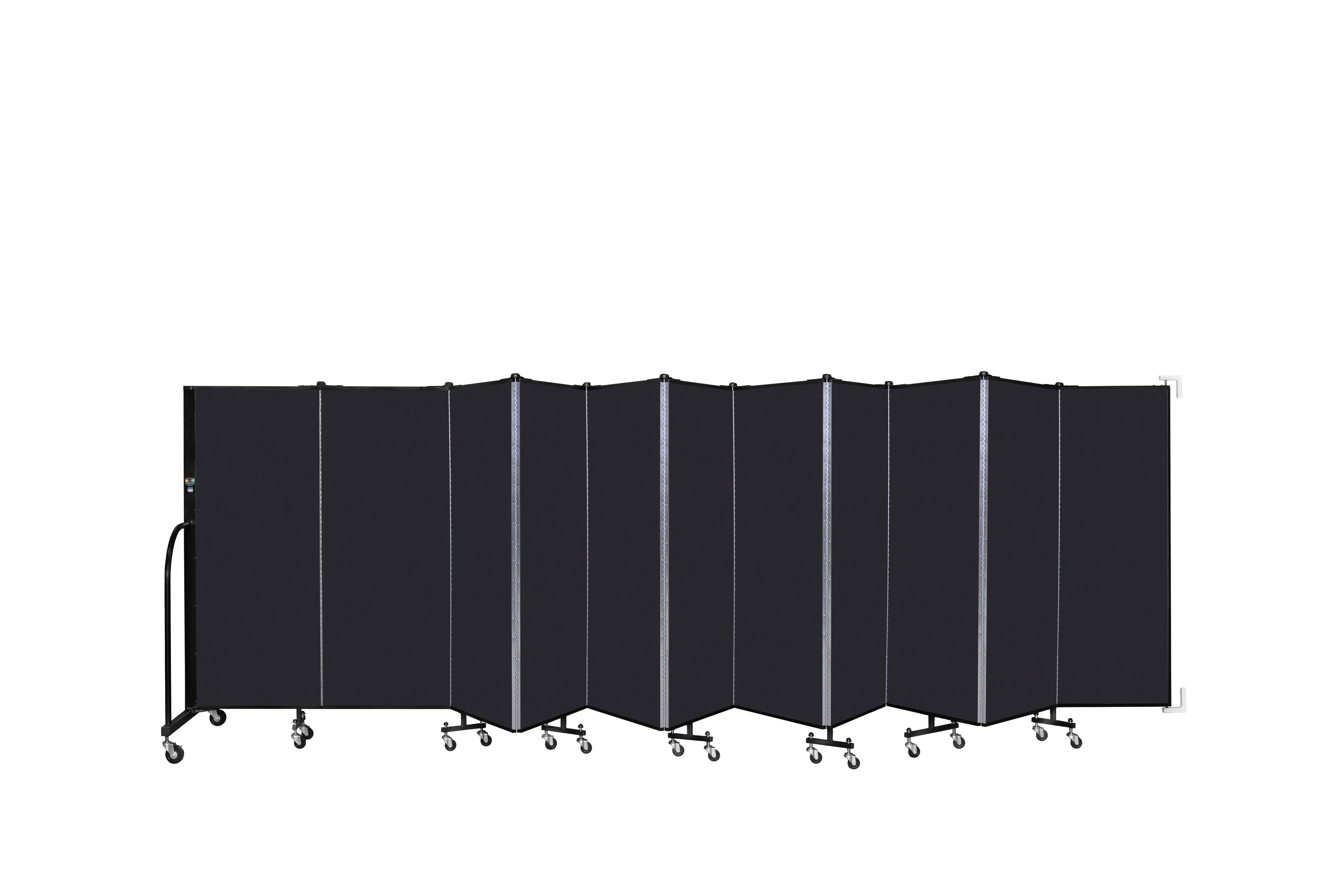 Wallmount Room Divider - 5'H x 20' 2"L - 11 Panel, Black, Fabric