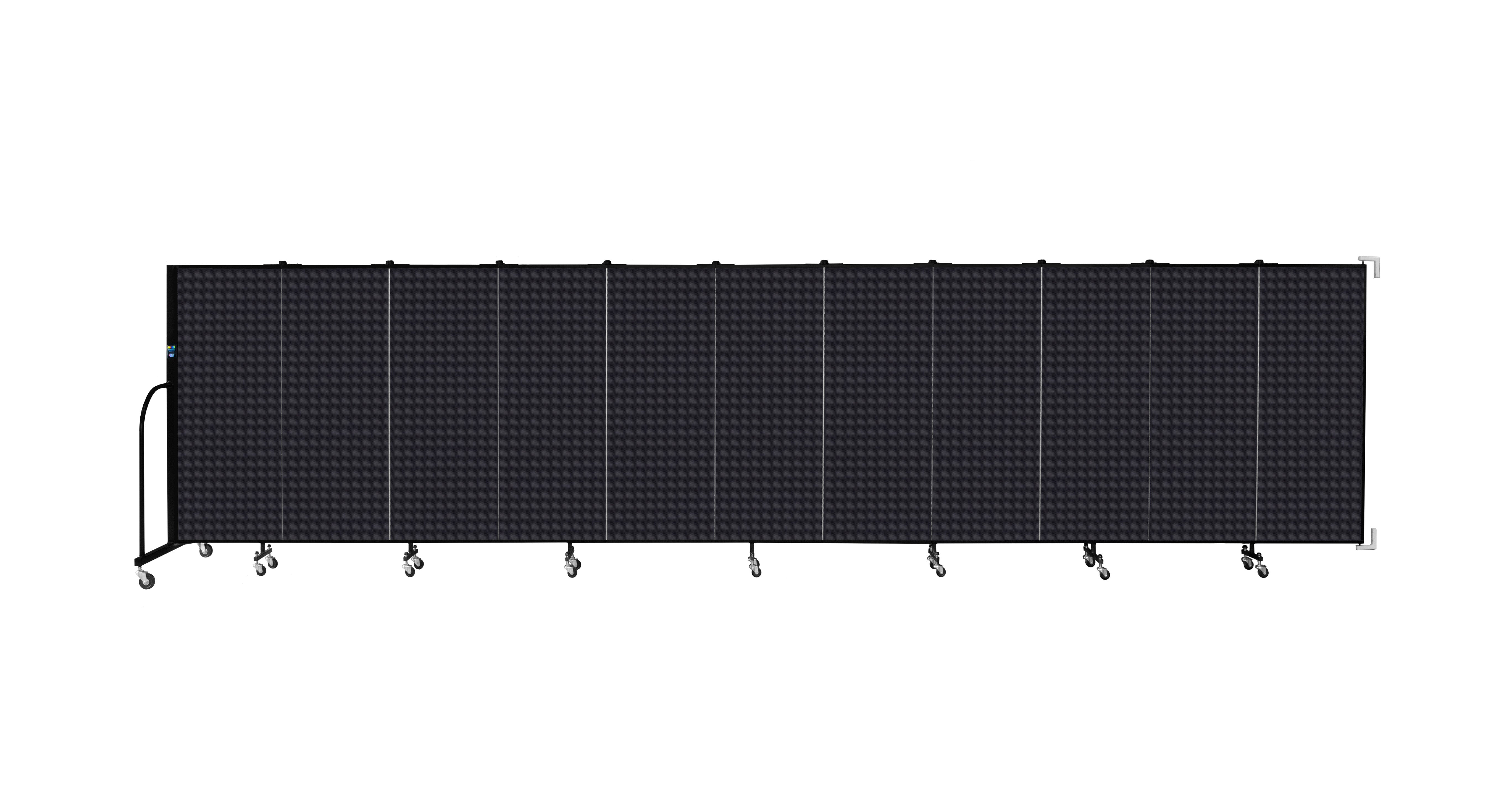 Wallmount Room Divider - 5'H x 20' 2"L - 11 Panel, Black, Fabric