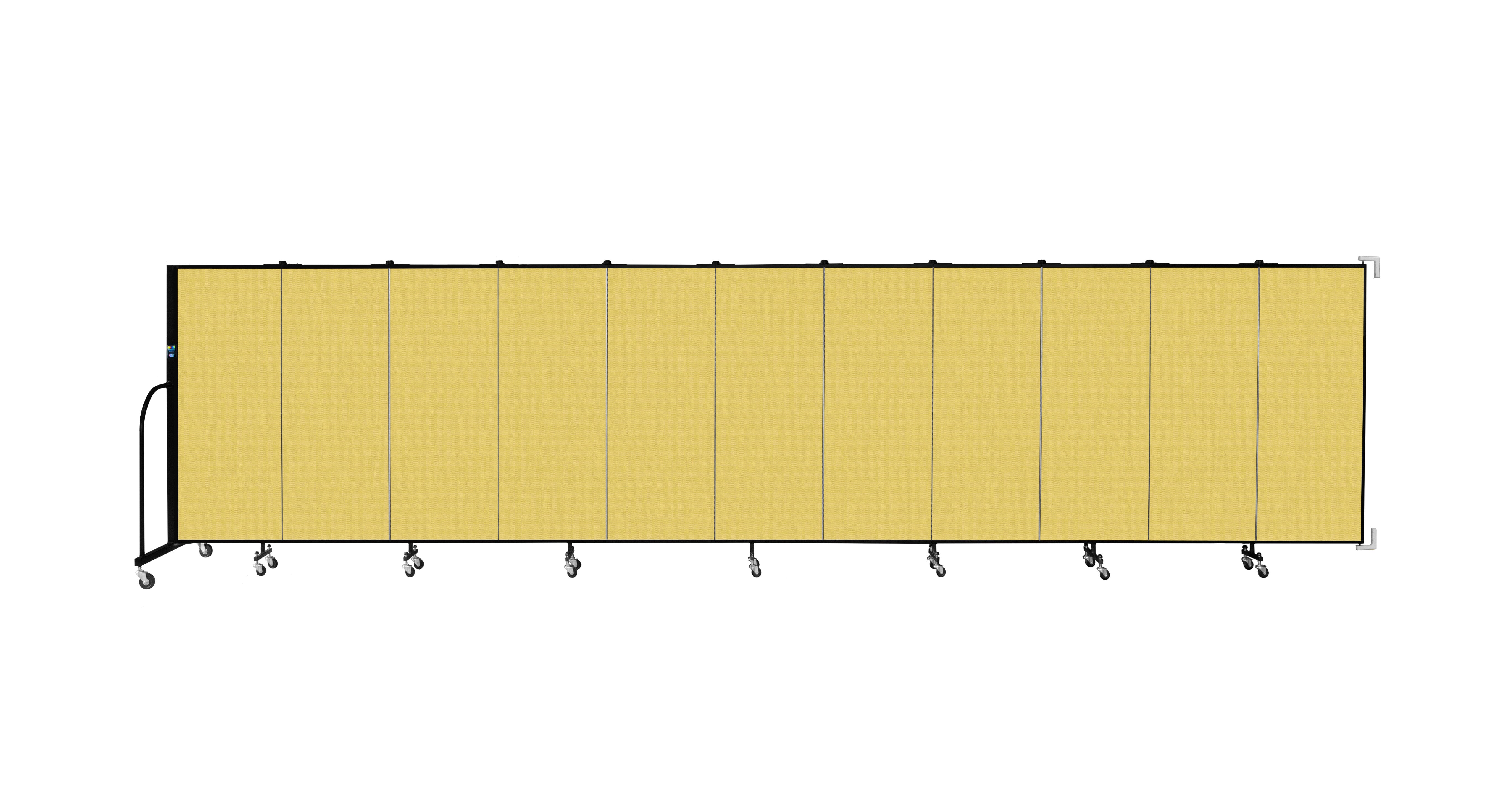 Wallmount Room Divider - 5'H x 20' 2"L - 11 Panel, Primary Yellow, Fabric