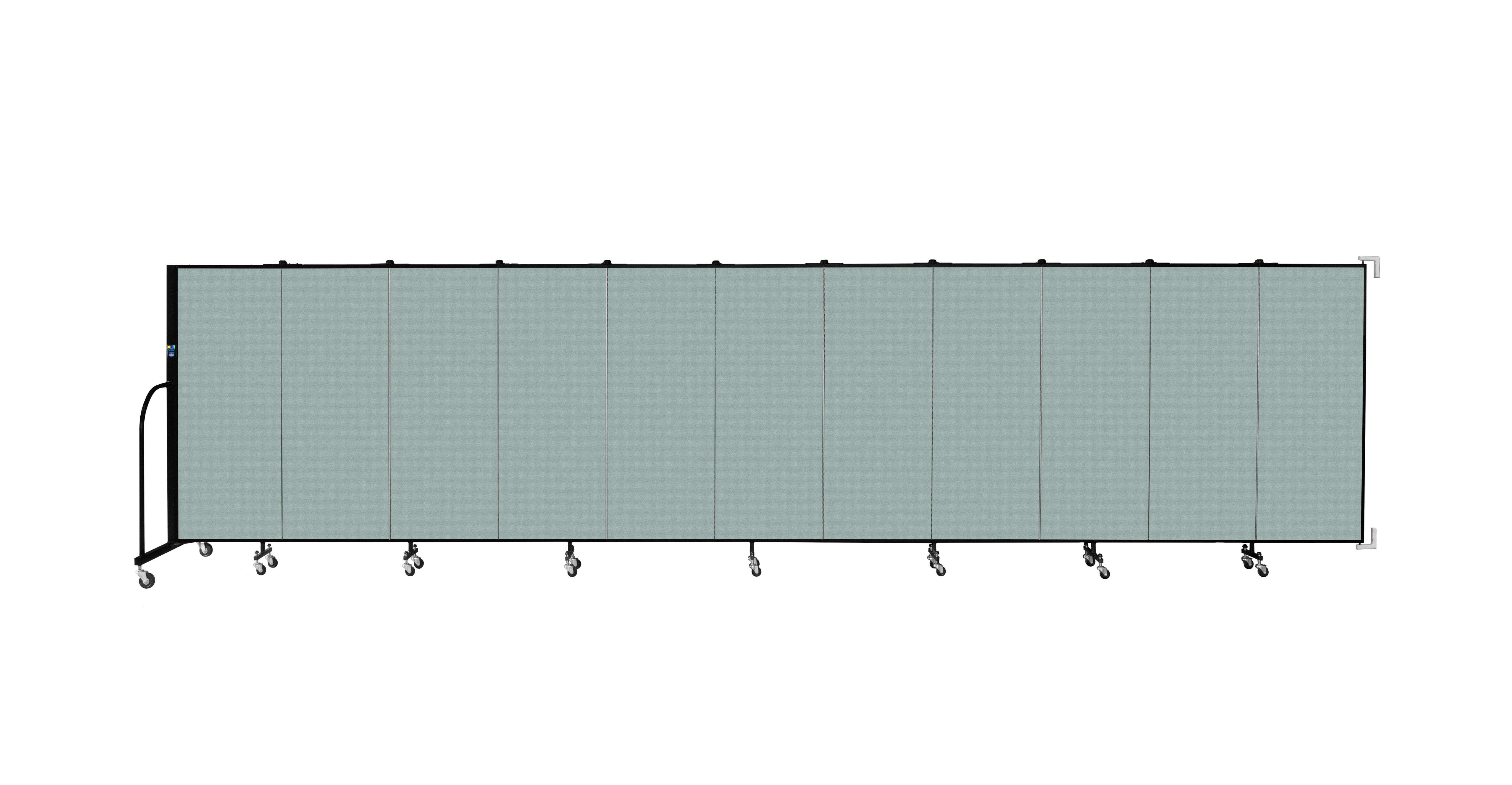 Wallmount Room Divider - 5'H x 20' 2"L - 11 Panel, Sea Green, Fabric