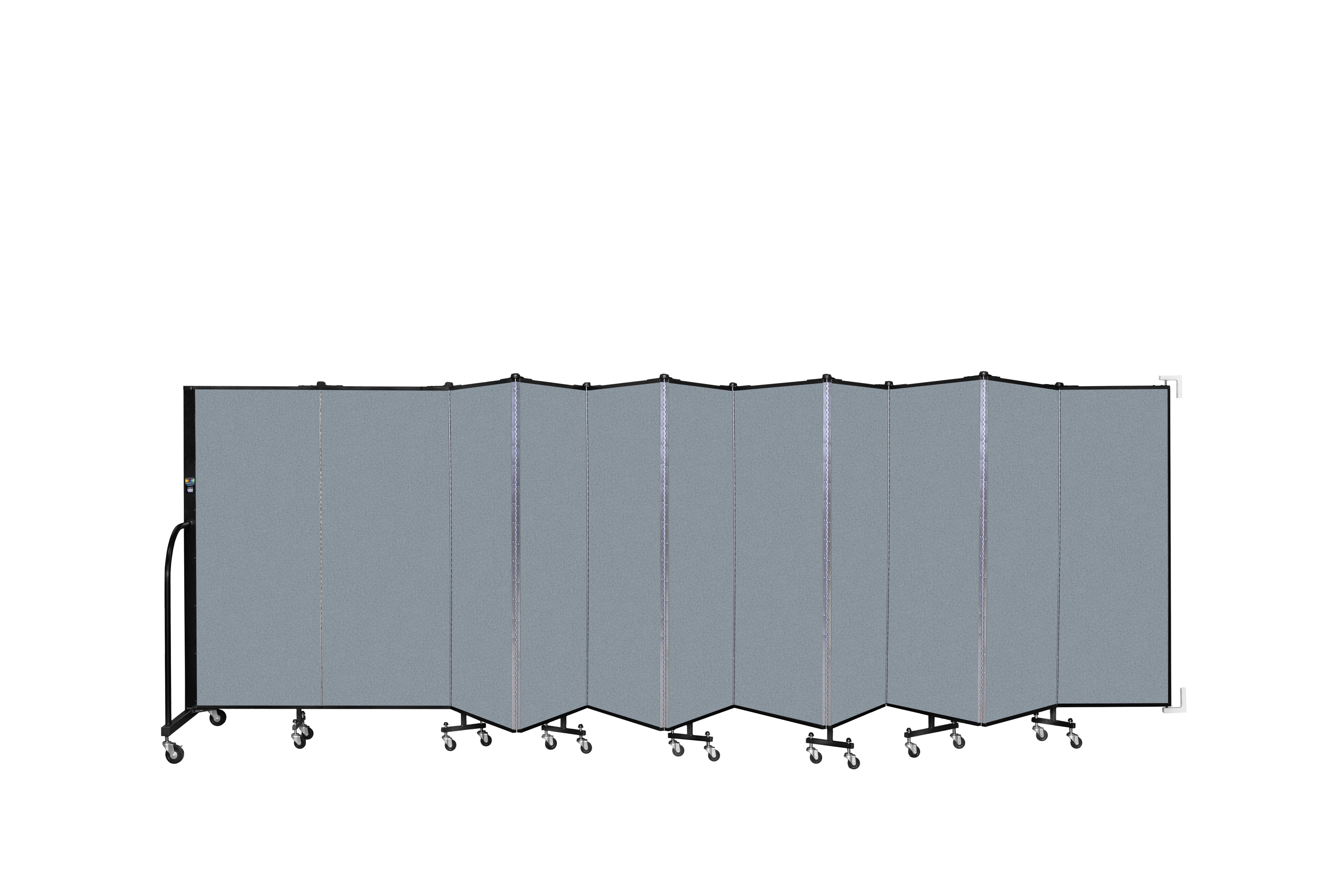 Wallmount Room Divider - 5'H x 20' 2"L - 11 Panel, Blue Tide, Vinyl