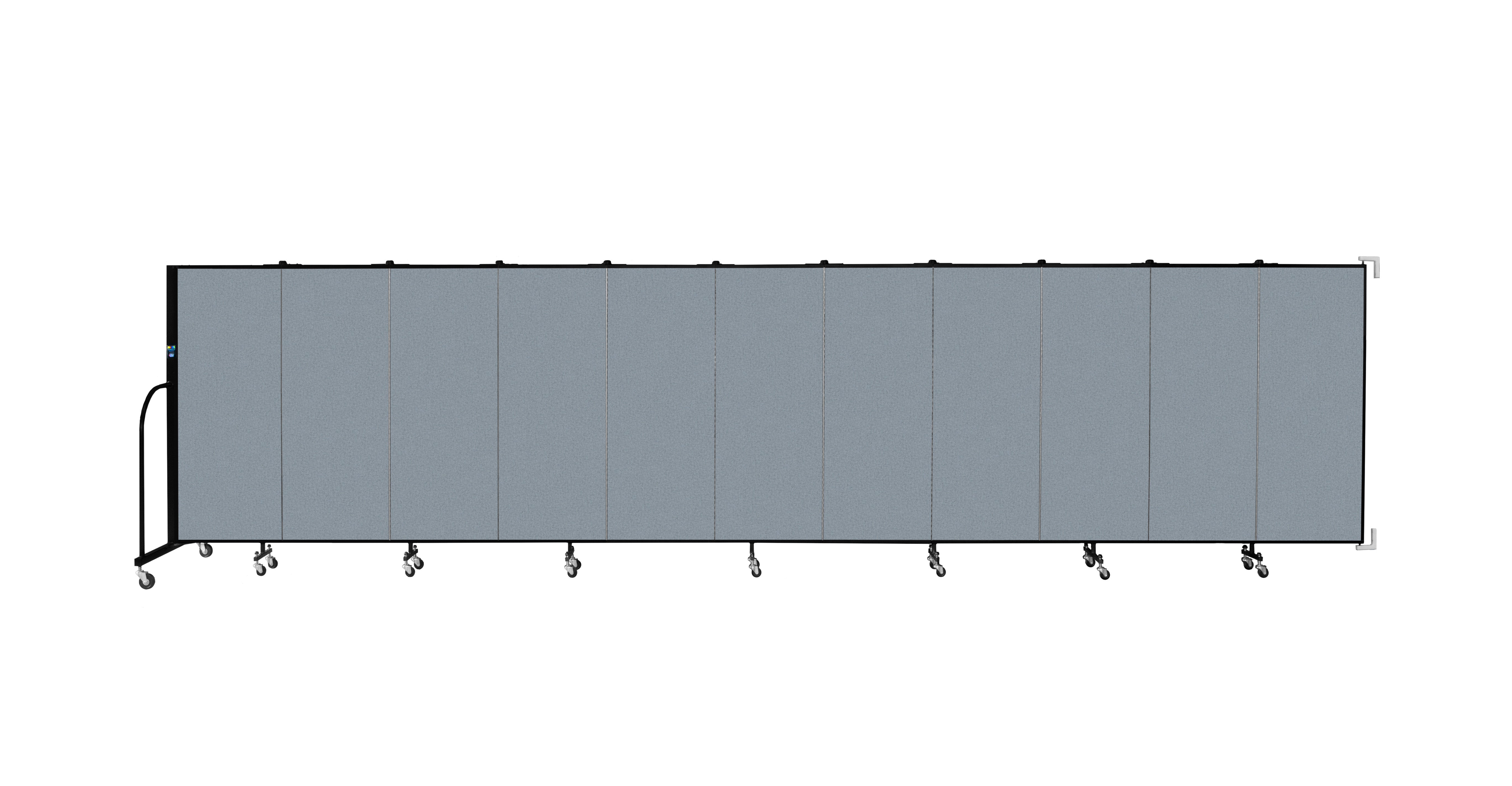 Wallmount Room Divider - 5'H x 20' 2"L - 11 Panel, Blue Tide, Vinyl