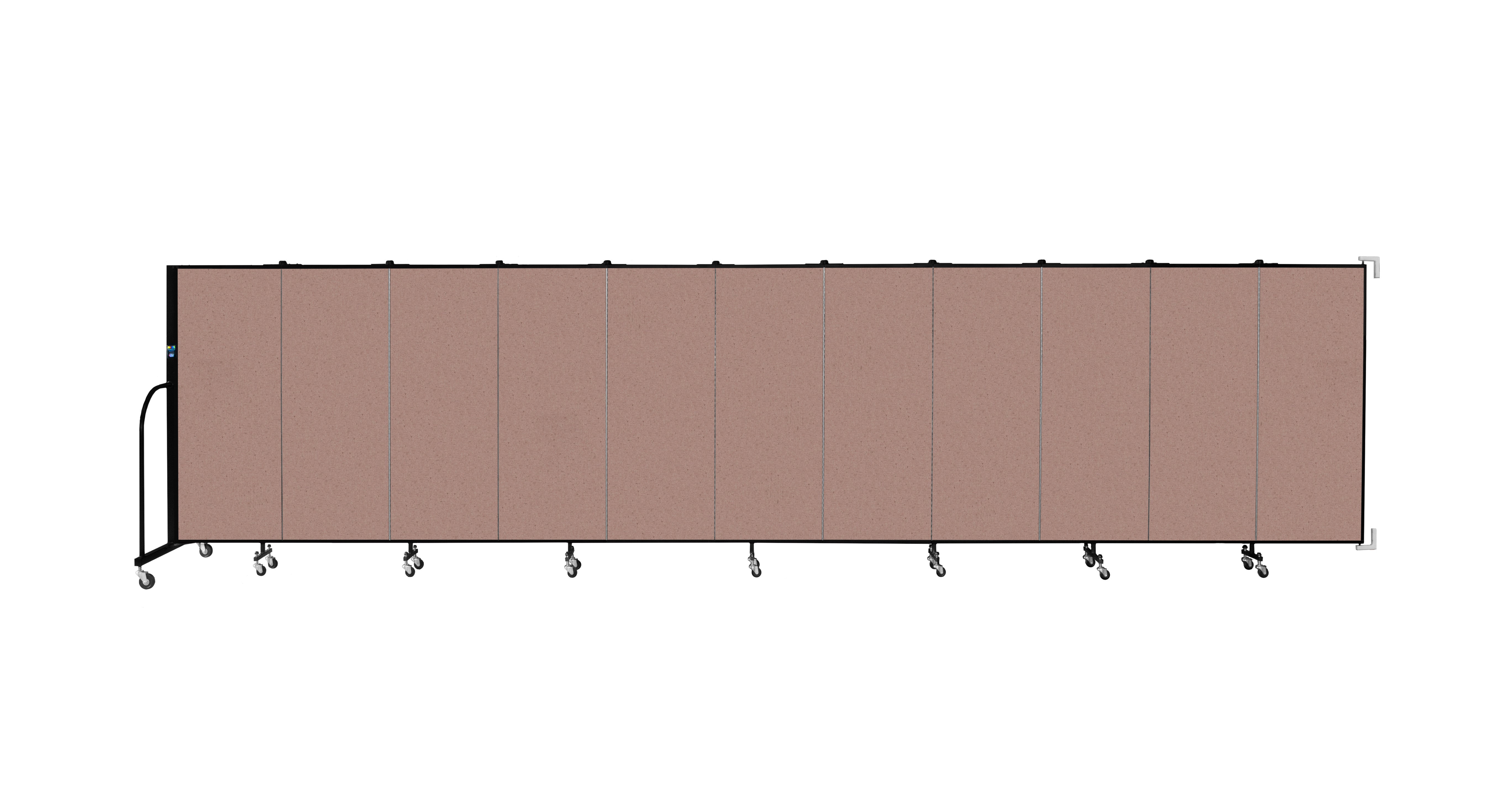 Wallmount Room Divider - 5'H x 20' 2"L - 11 Panel, Rasberry, Vinyl