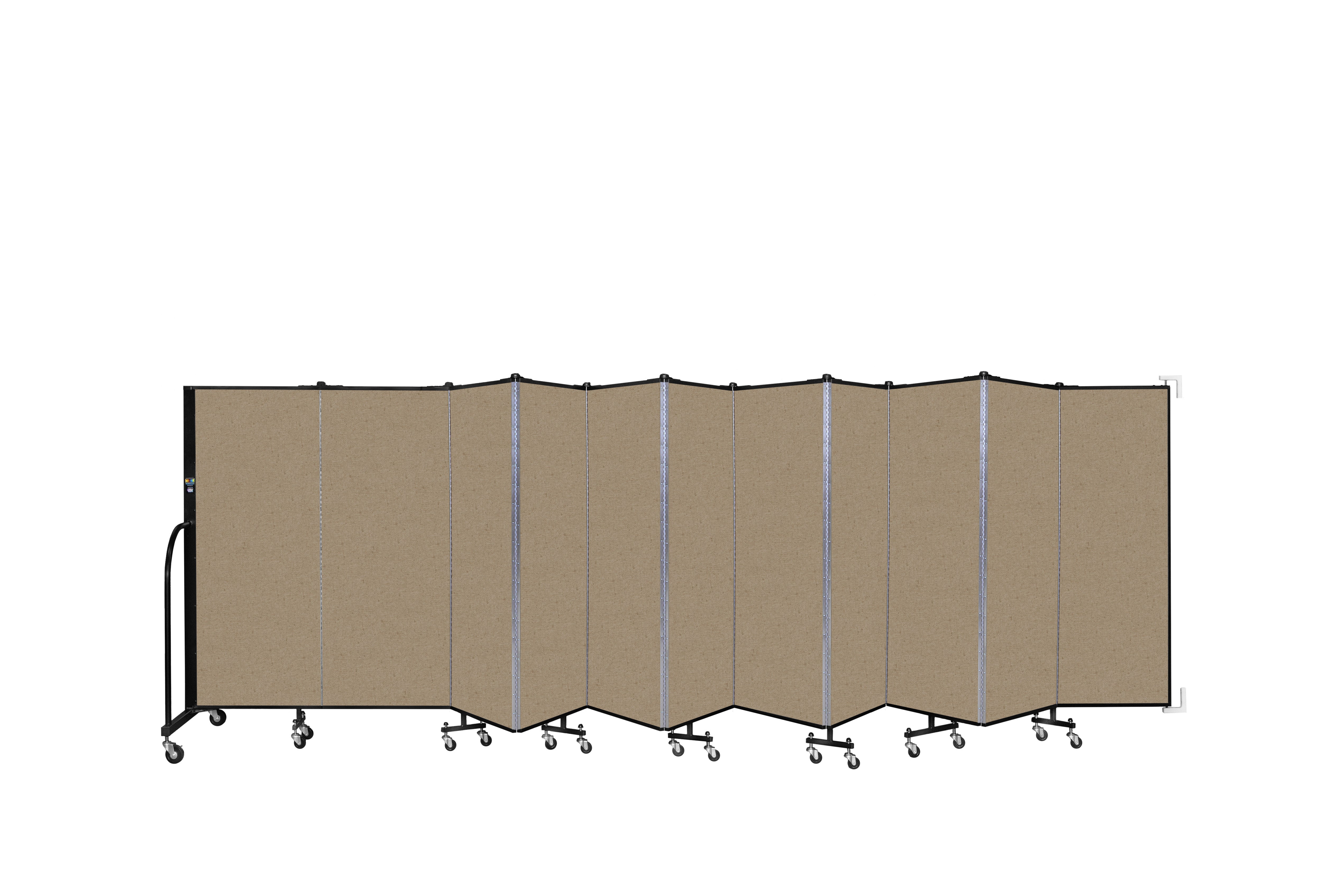 Wallmount Room Divider - 5'H x 20' 2"L - 11 Panel, Sandalwood, Vinyl