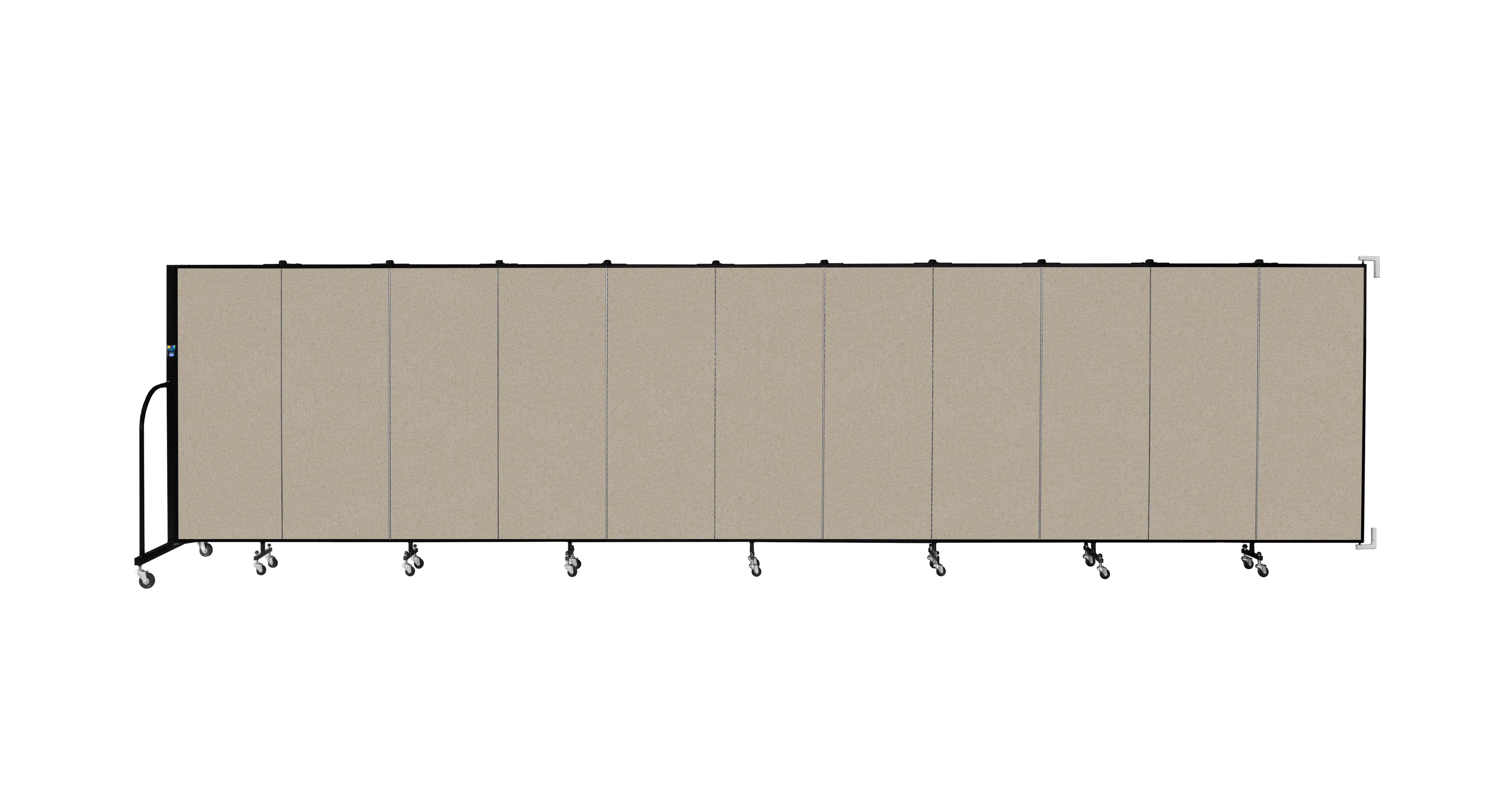 Wallmount Room Divider - 5'H x 20' 2"L - 11 Panel, Hazelnut, Vinyl