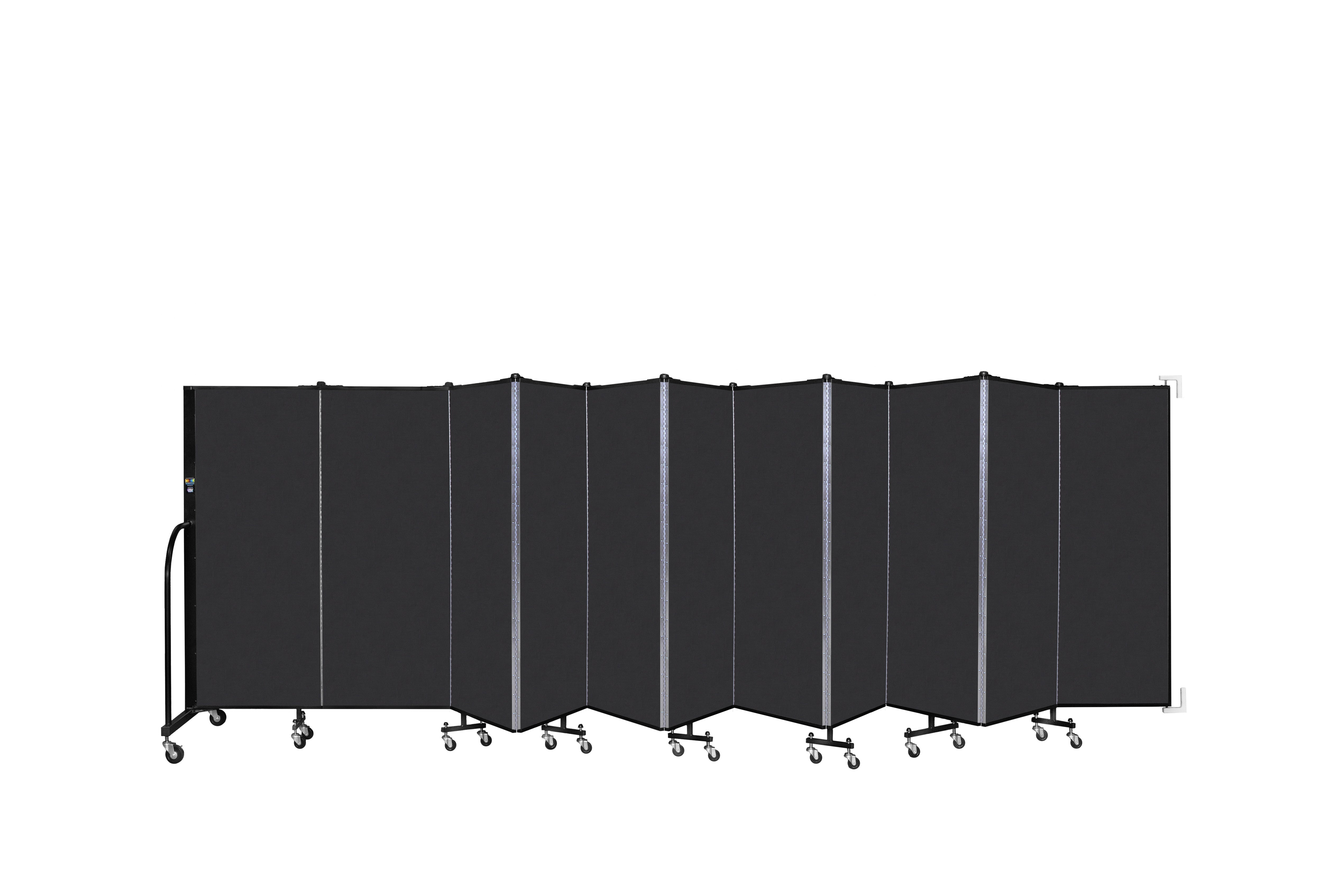 Wallmount Room Divider - 5'H x 20' 2"L - 11 Panel, Coal, Vinyl