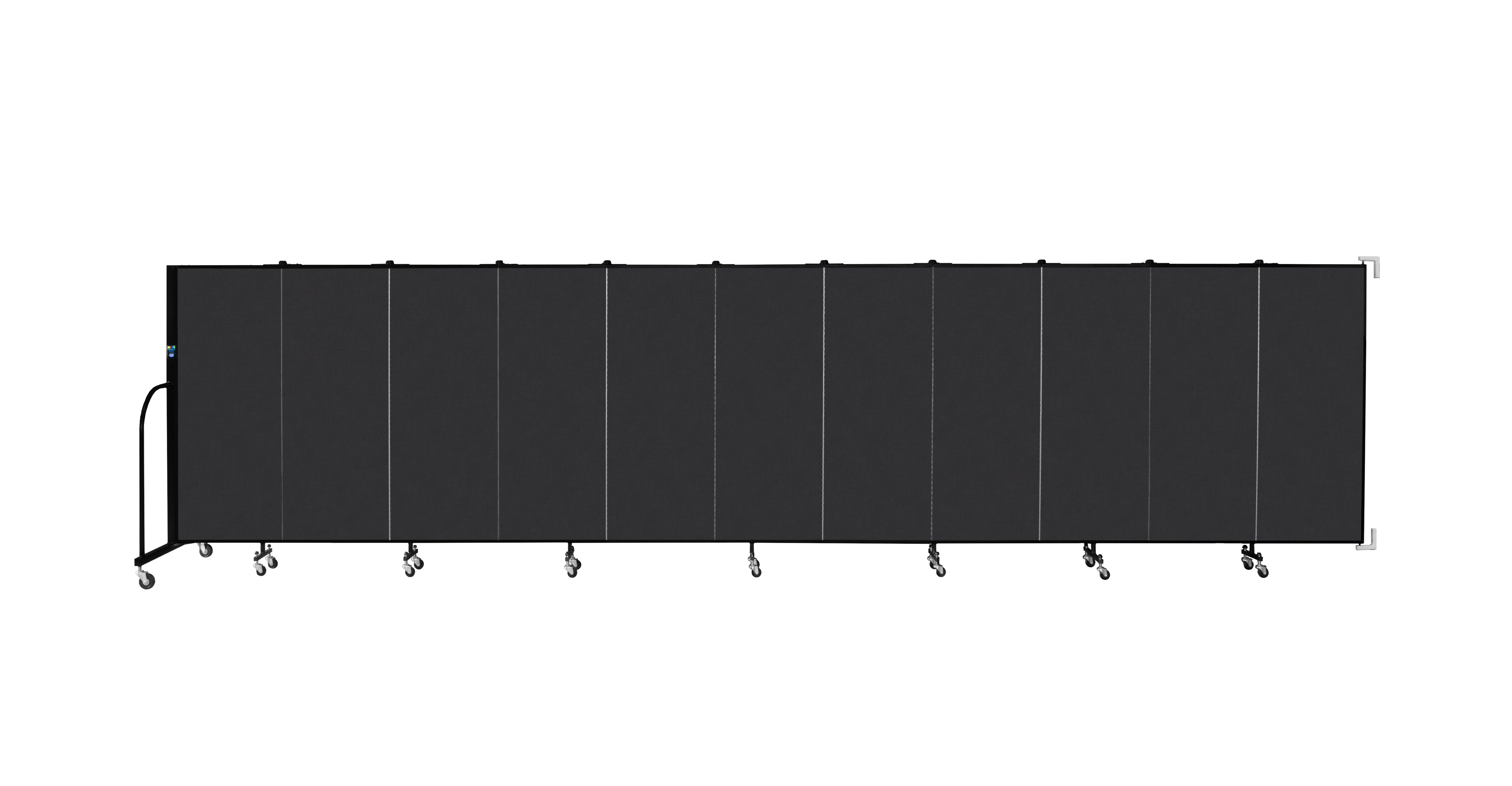 Wallmount Room Divider - 5'H x 20' 2"L - 11 Panel, Coal, Vinyl