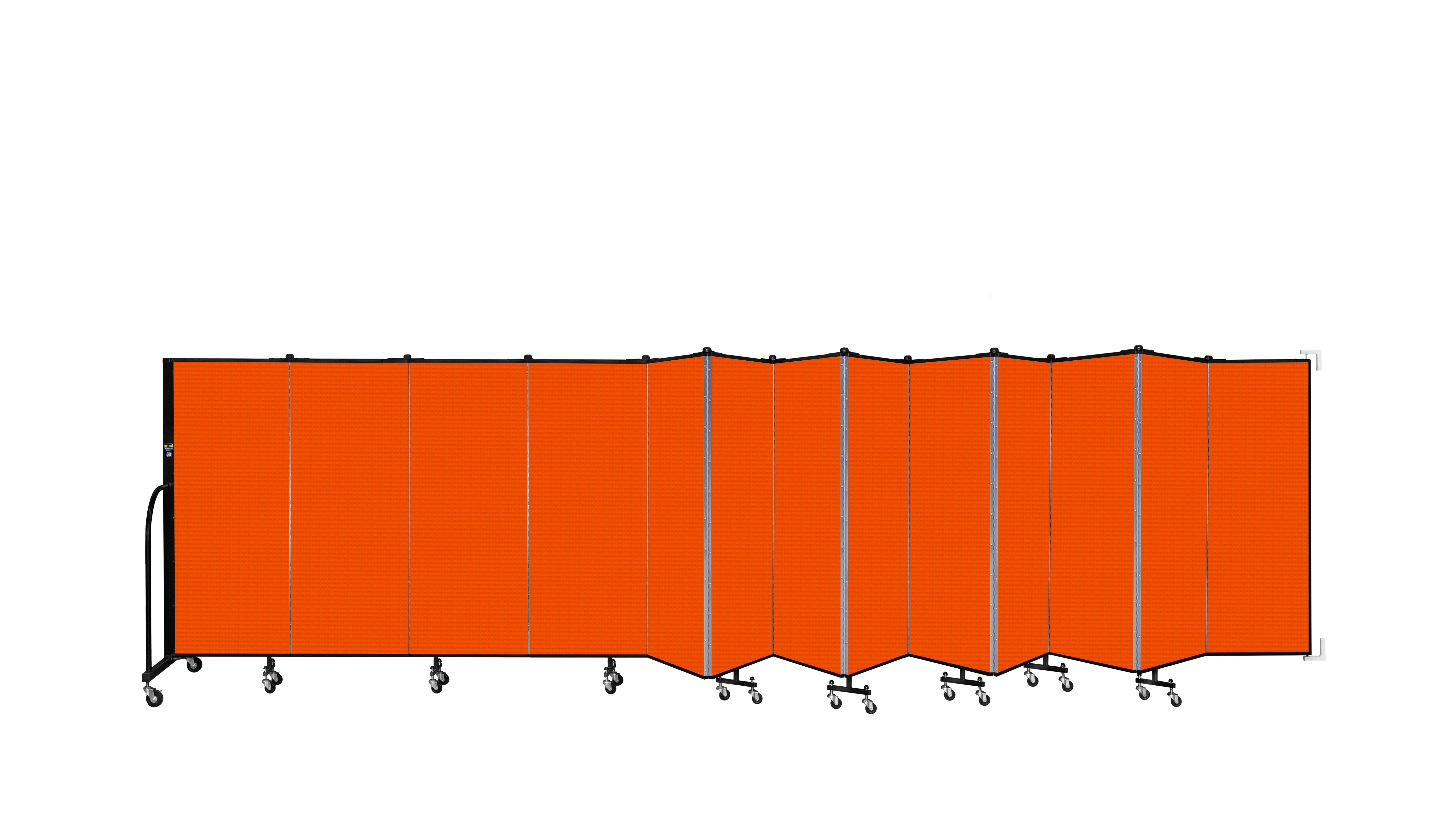 Wallmount Room Divider - 5'H x 23' 10" - 13 Panel, Orange, Fabric